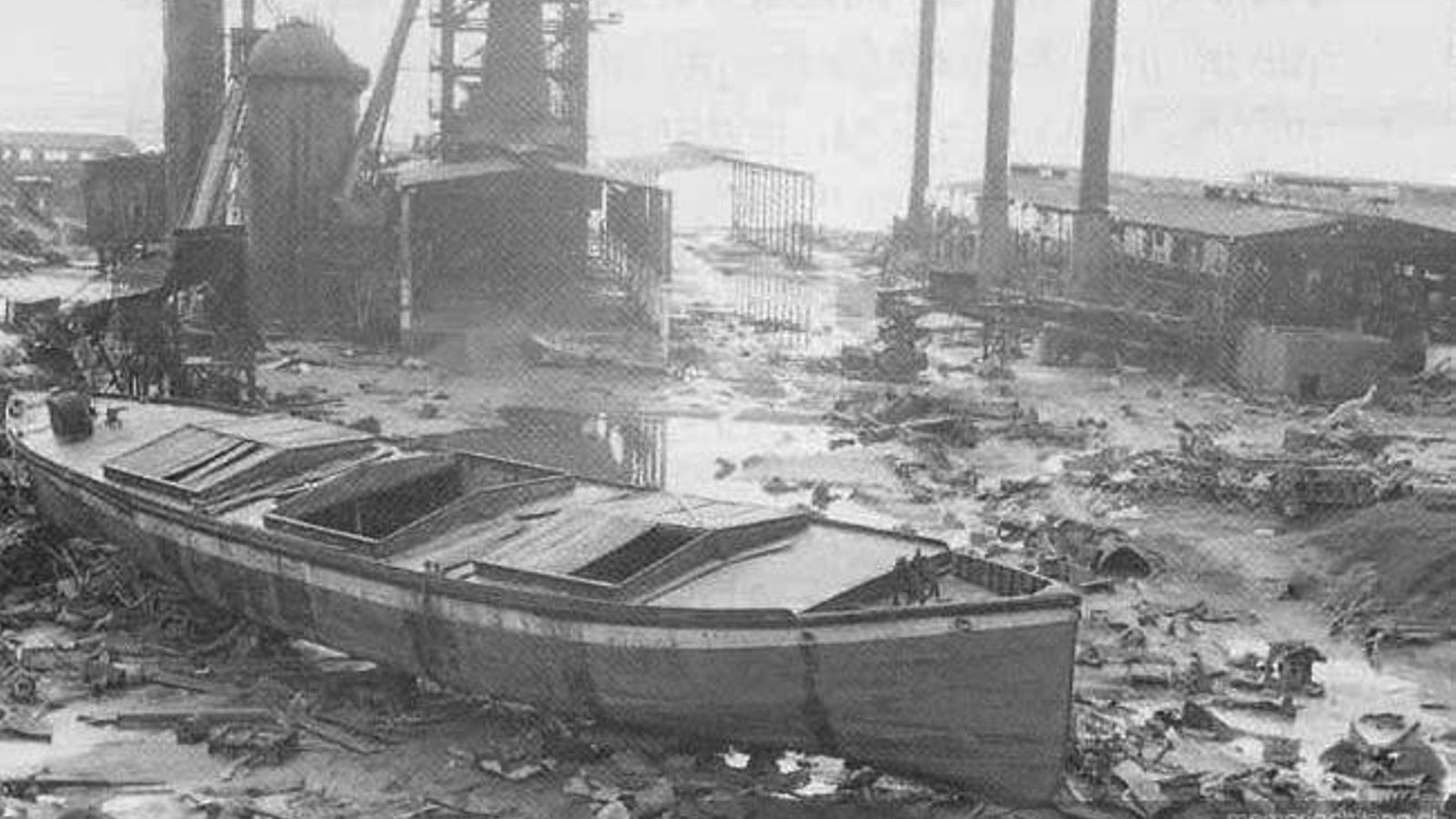 Efectos del tsunami por el gran terremoto de Valdivia, en Chile.