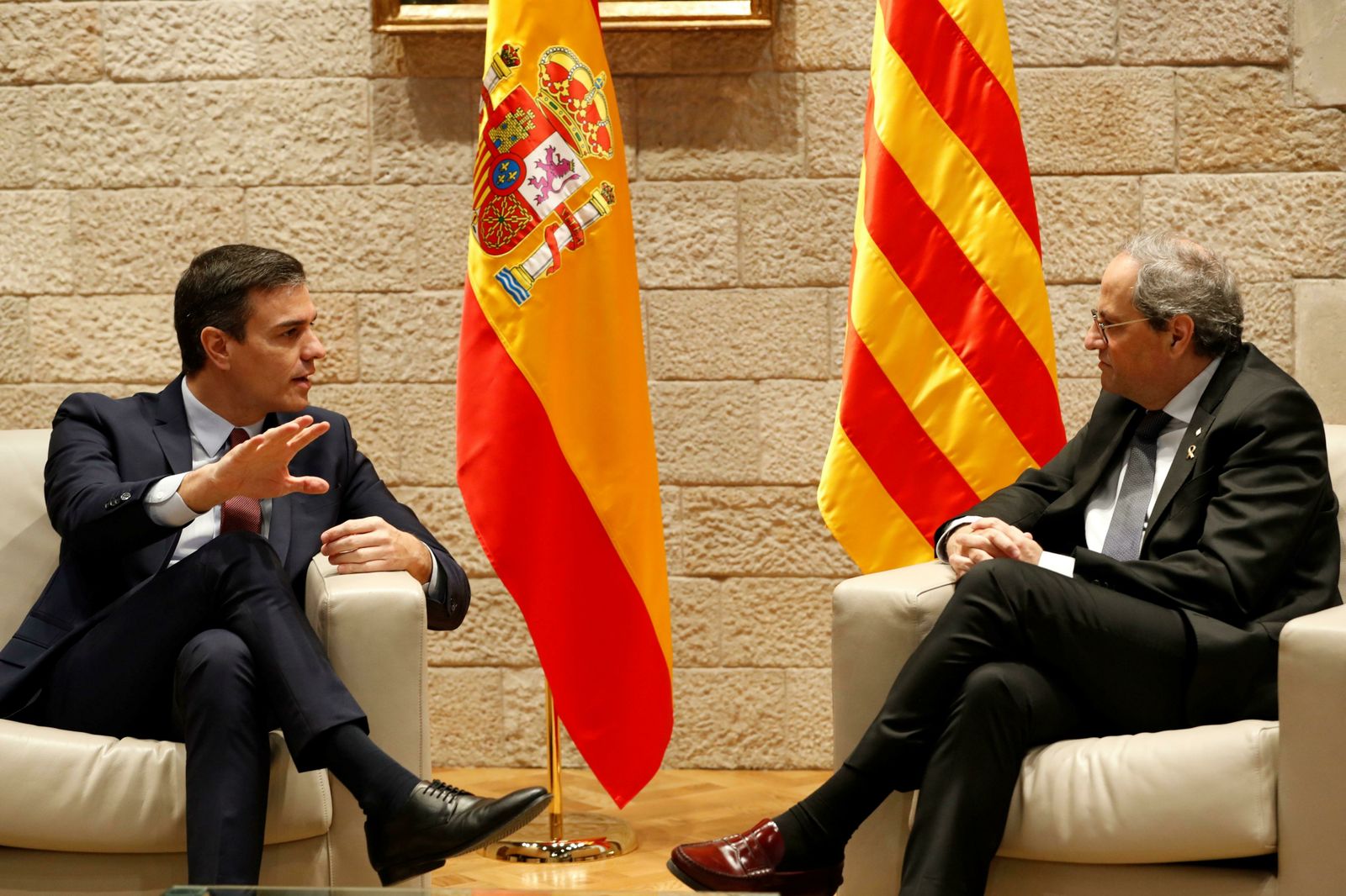 Pedro Sánchez y Quim Torra, en su reunión en la Generalitat.