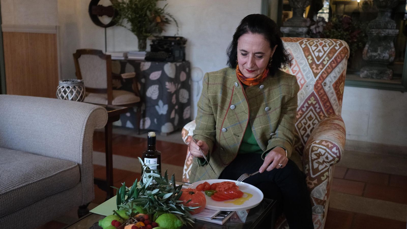 Véronique Gladstohe durante su visita al hotel Molino del Arco.