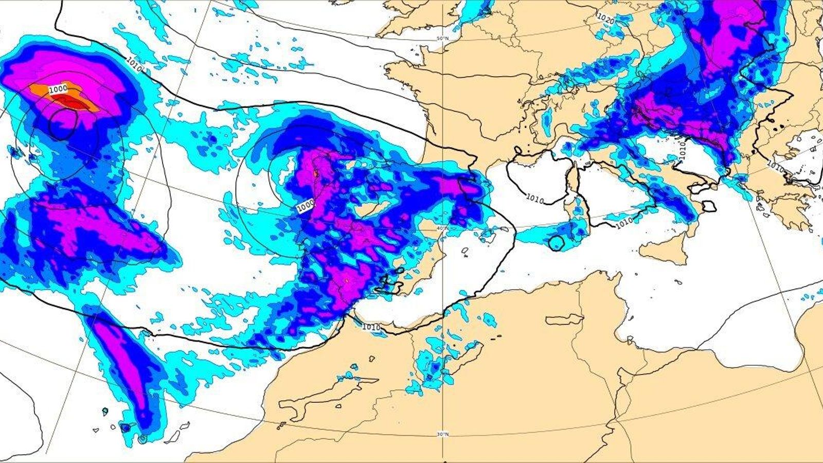 Previsión de lluvias fuertes en el sur a partir del domingo, según la AEMET.