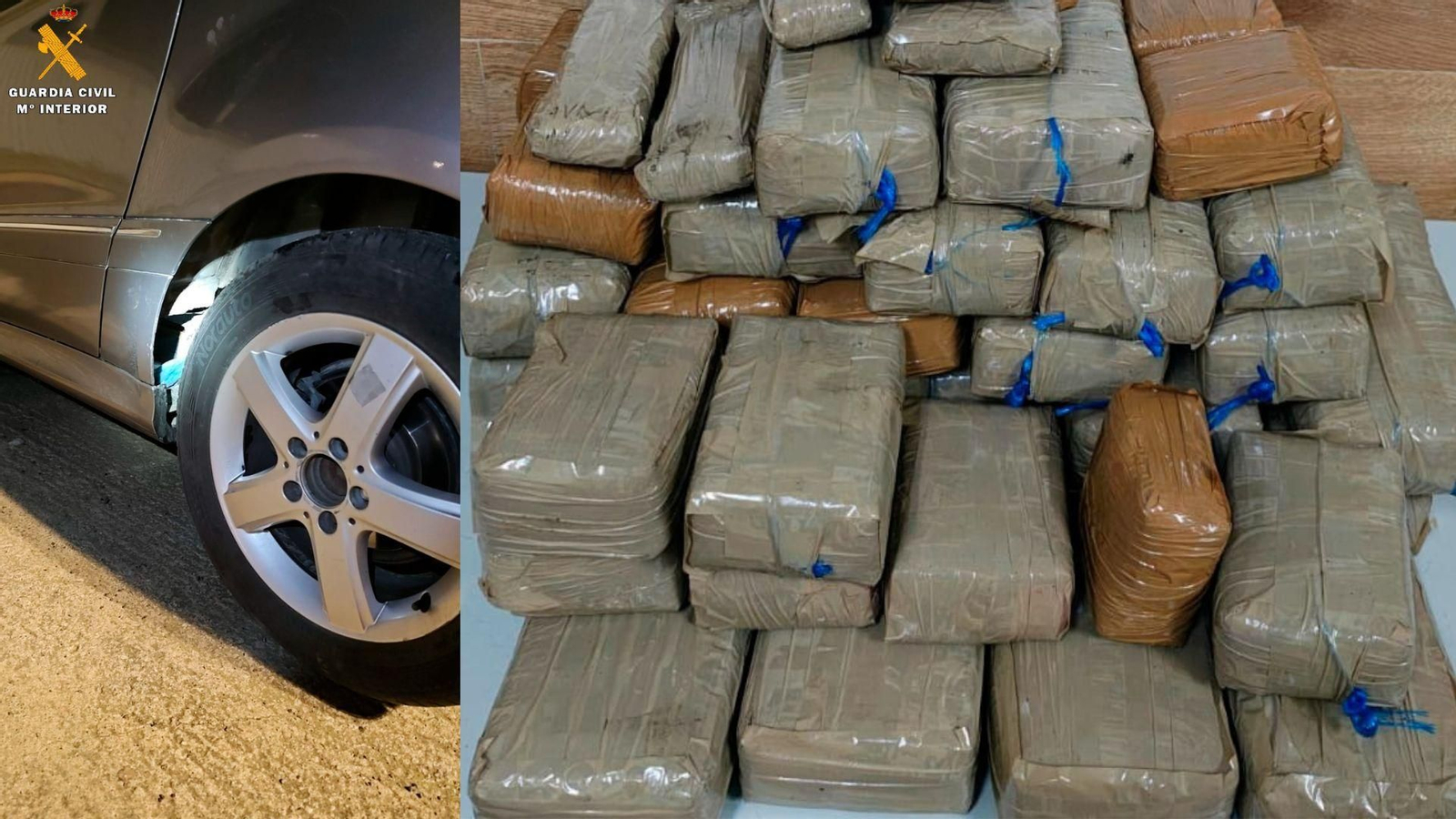 Detenido un conductor con casi 46 kilos de hachís ocultos en un 'Mercedes' cuando viajaba hacia Algeciras.