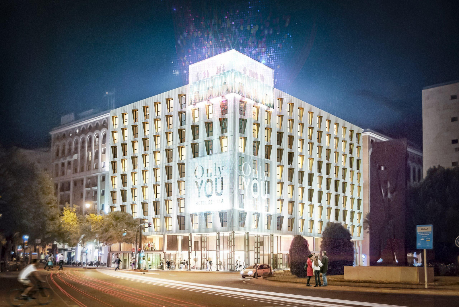 Recreación del exterior del nuevo hotel en Nervión que aspira a acoger al sector de congresos.