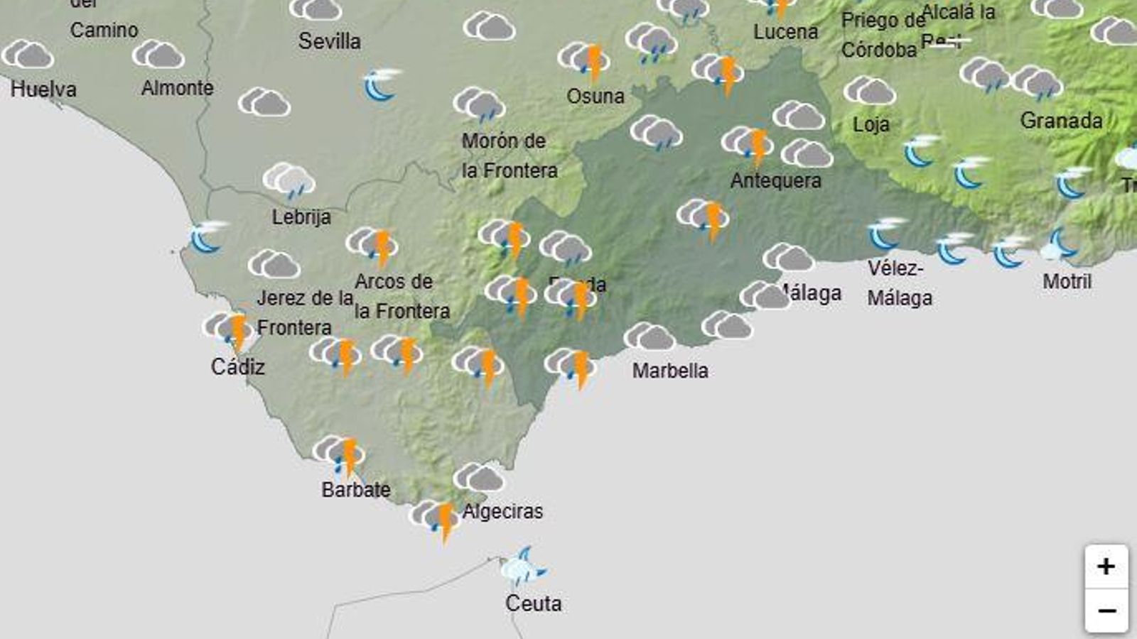 Mapa de la Aemet para este martes.