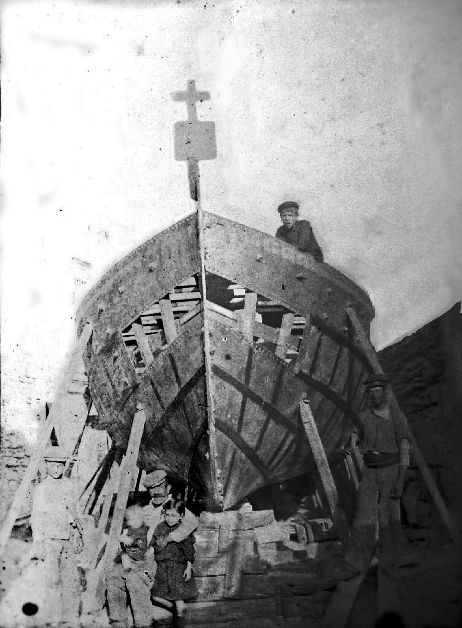 Construcción de la proa del vapor ‘Covadonga’.