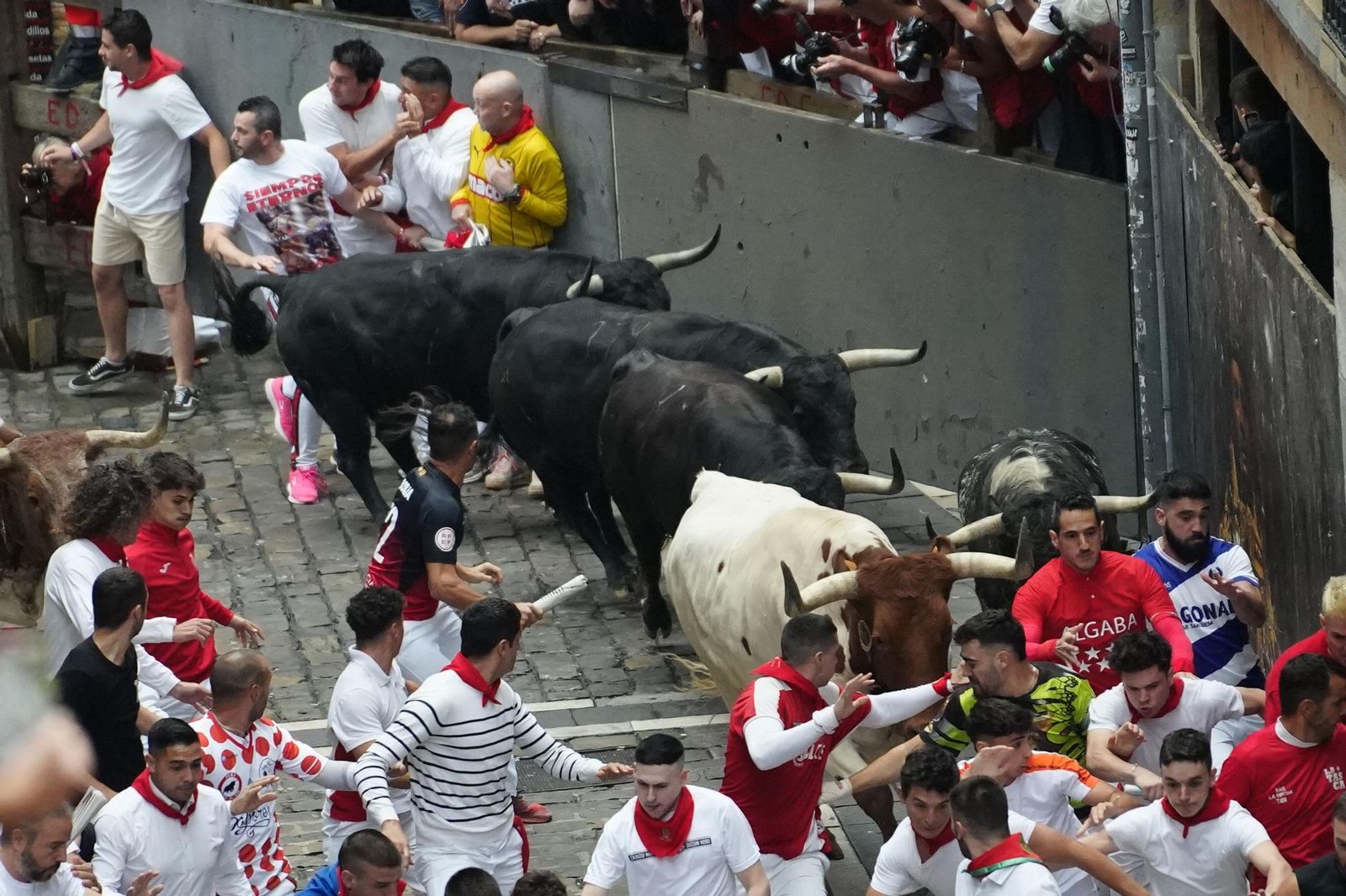Las imágenes del encierro de los toros de Victoriano del Río en los sanfermines 2024