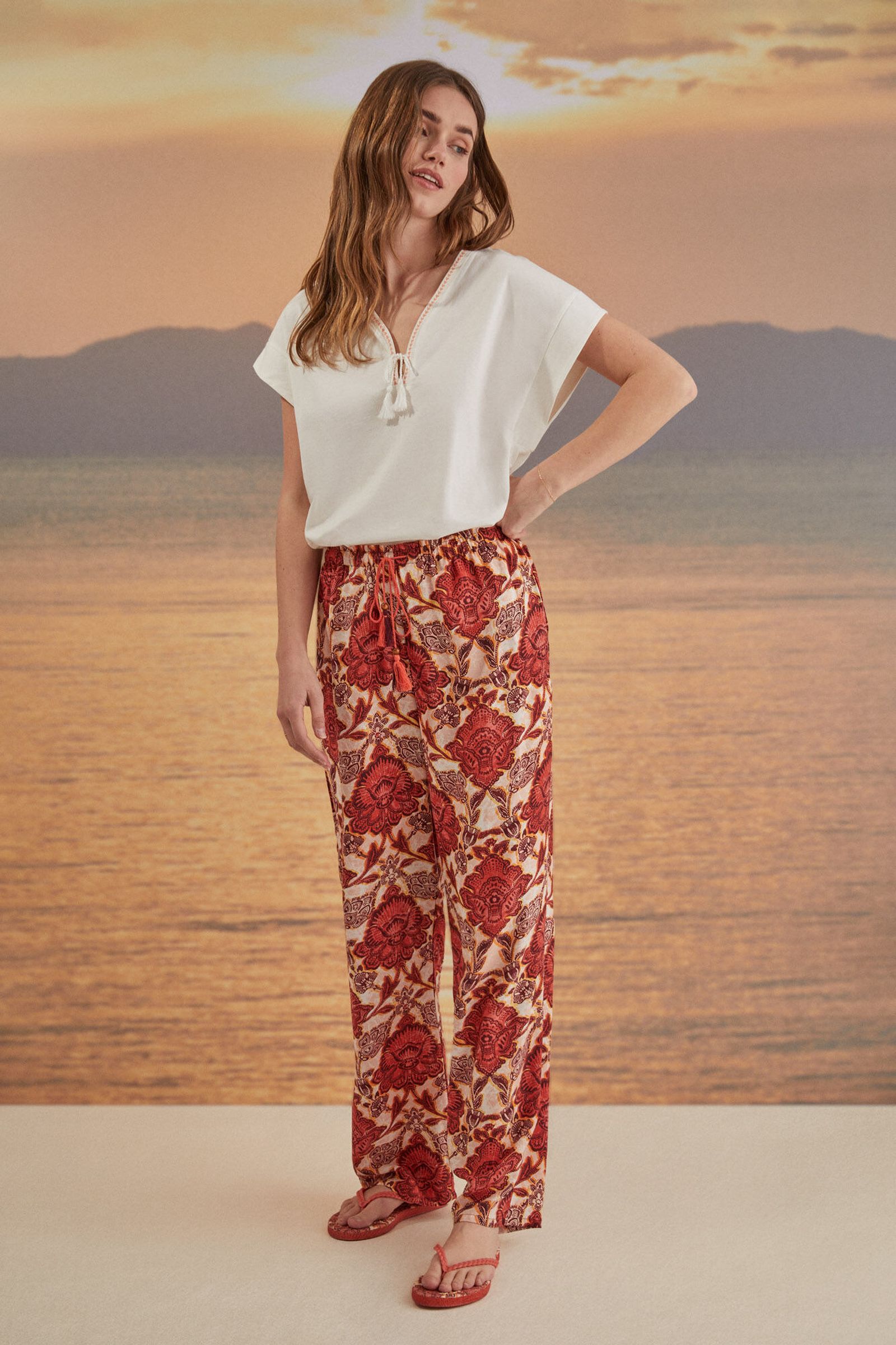 Camiseta 100% algodón beige