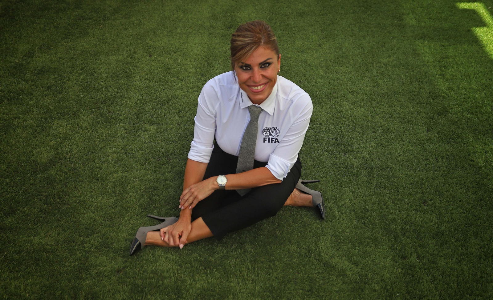 Yaiza Martín, en Algeciras con su uniforme FIFA.