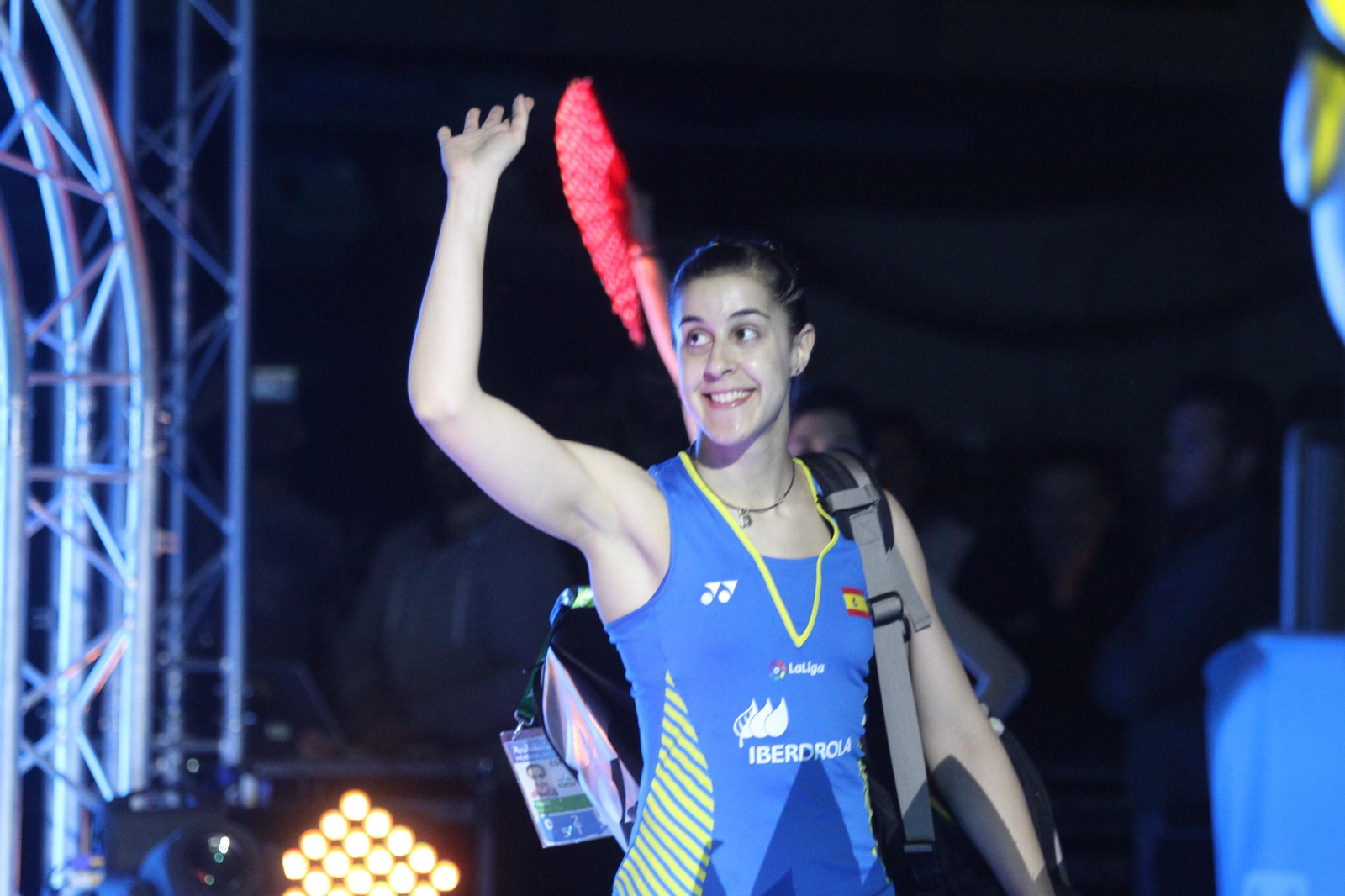 Partido y victoria de Carolina Marín en el Europeo de Bádminton celebrado en Huelva