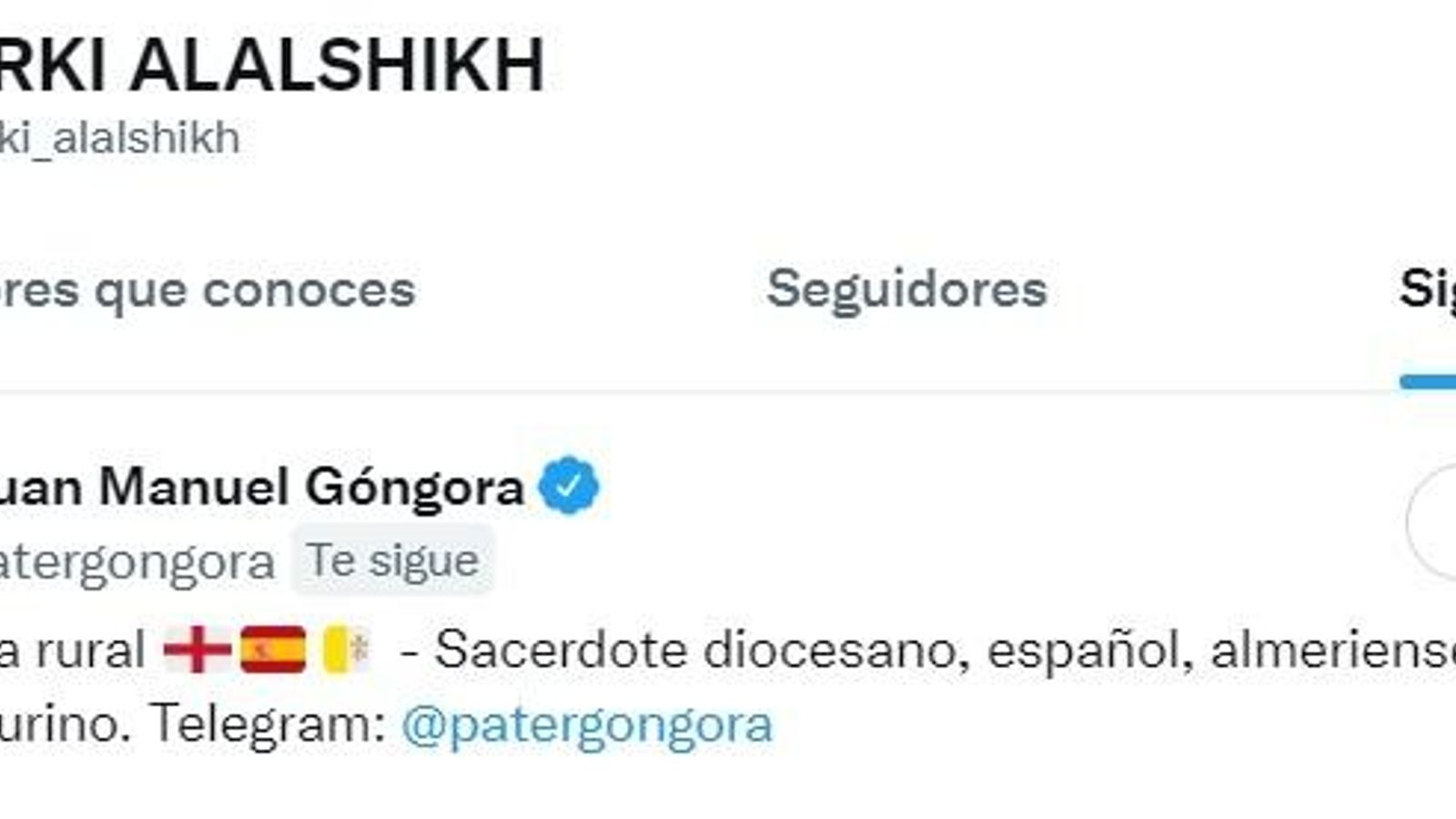 Turki Al-Sheihk sigue en Twitter al Páter Góngora.