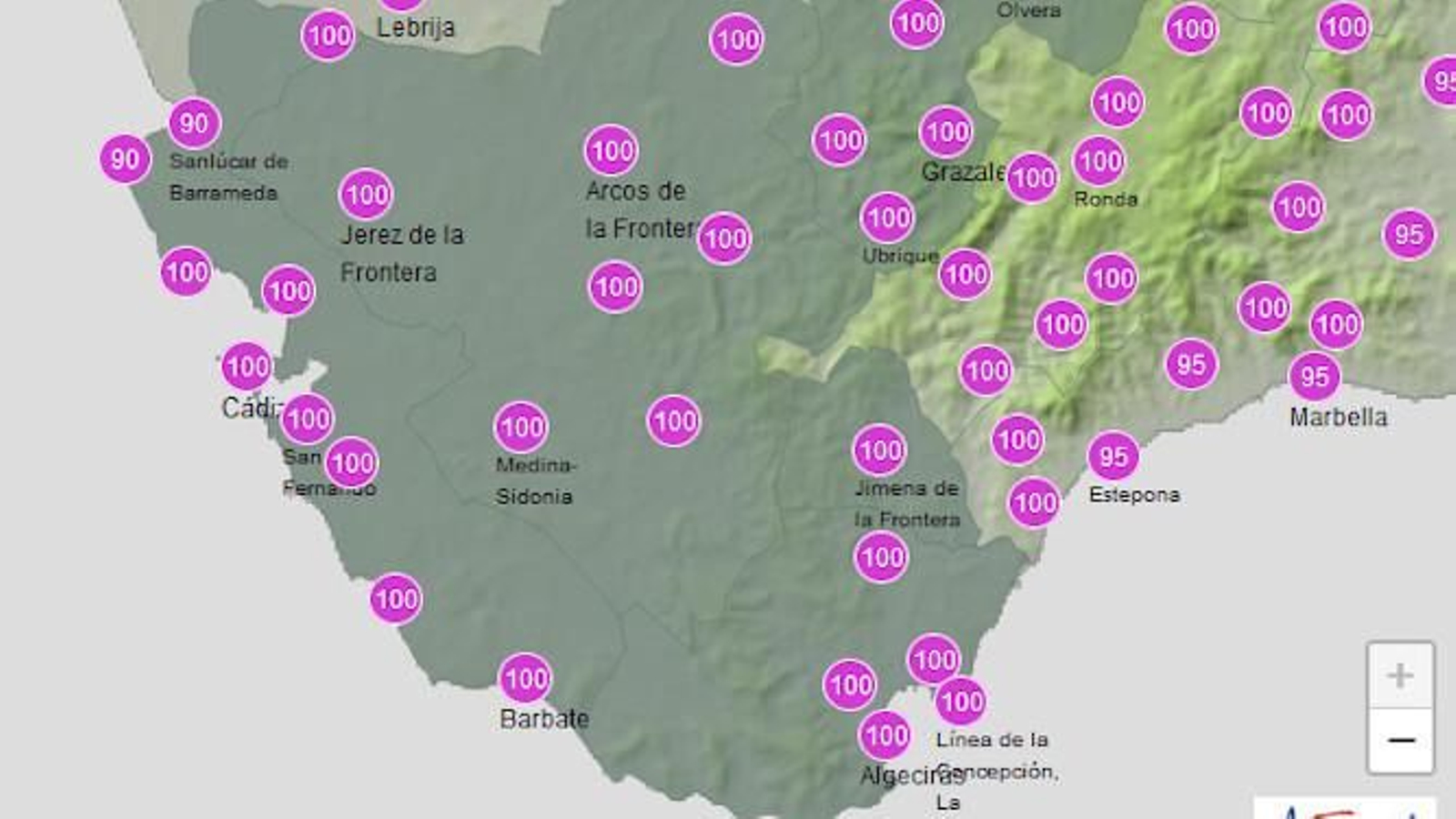Alta probabilidad de lluvia este miércoles en Cádiz.