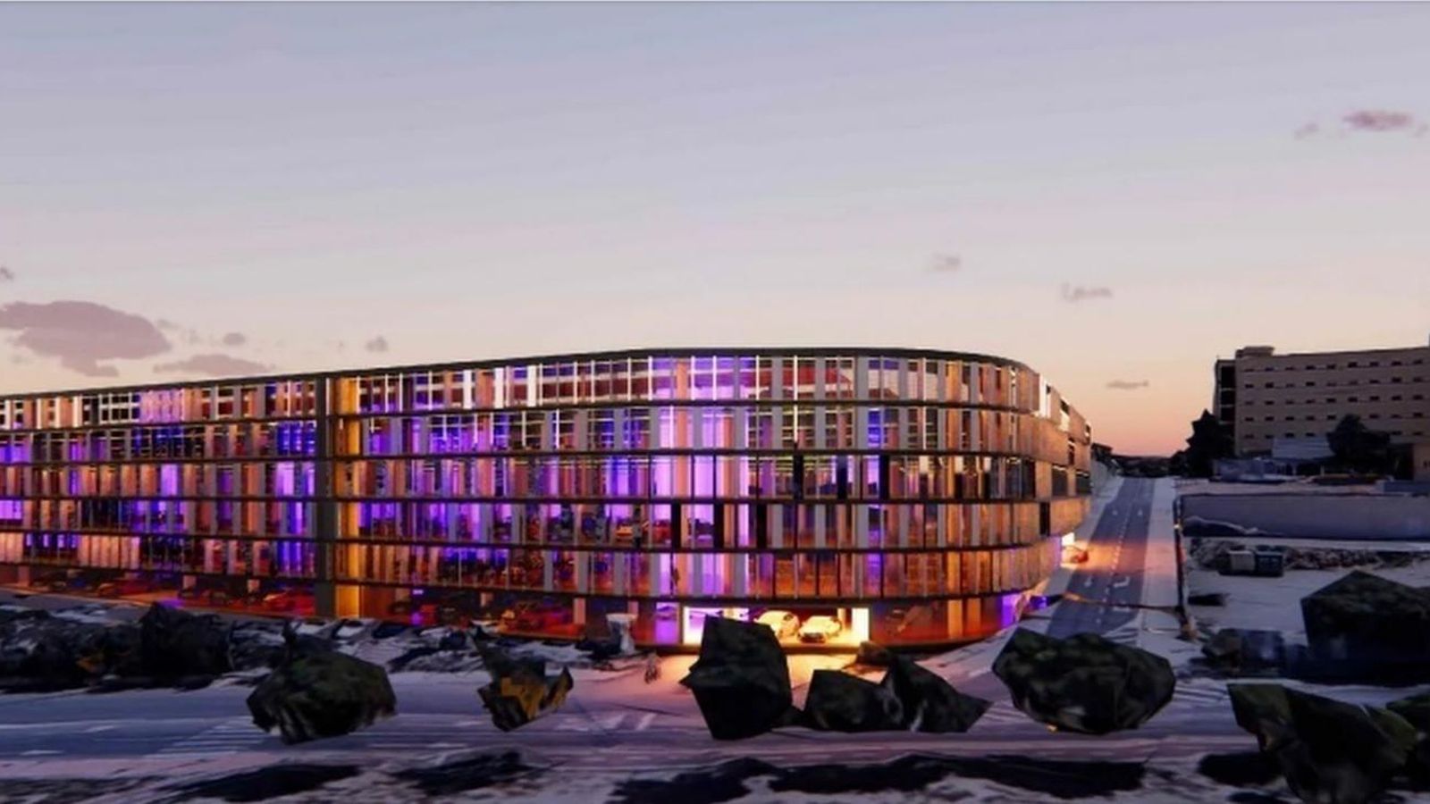 Maqueta publicada por el Hospital Universitario Torrecárdenas en sus redes sociales sobre la fisonomía que podría tener el nuevo parking.