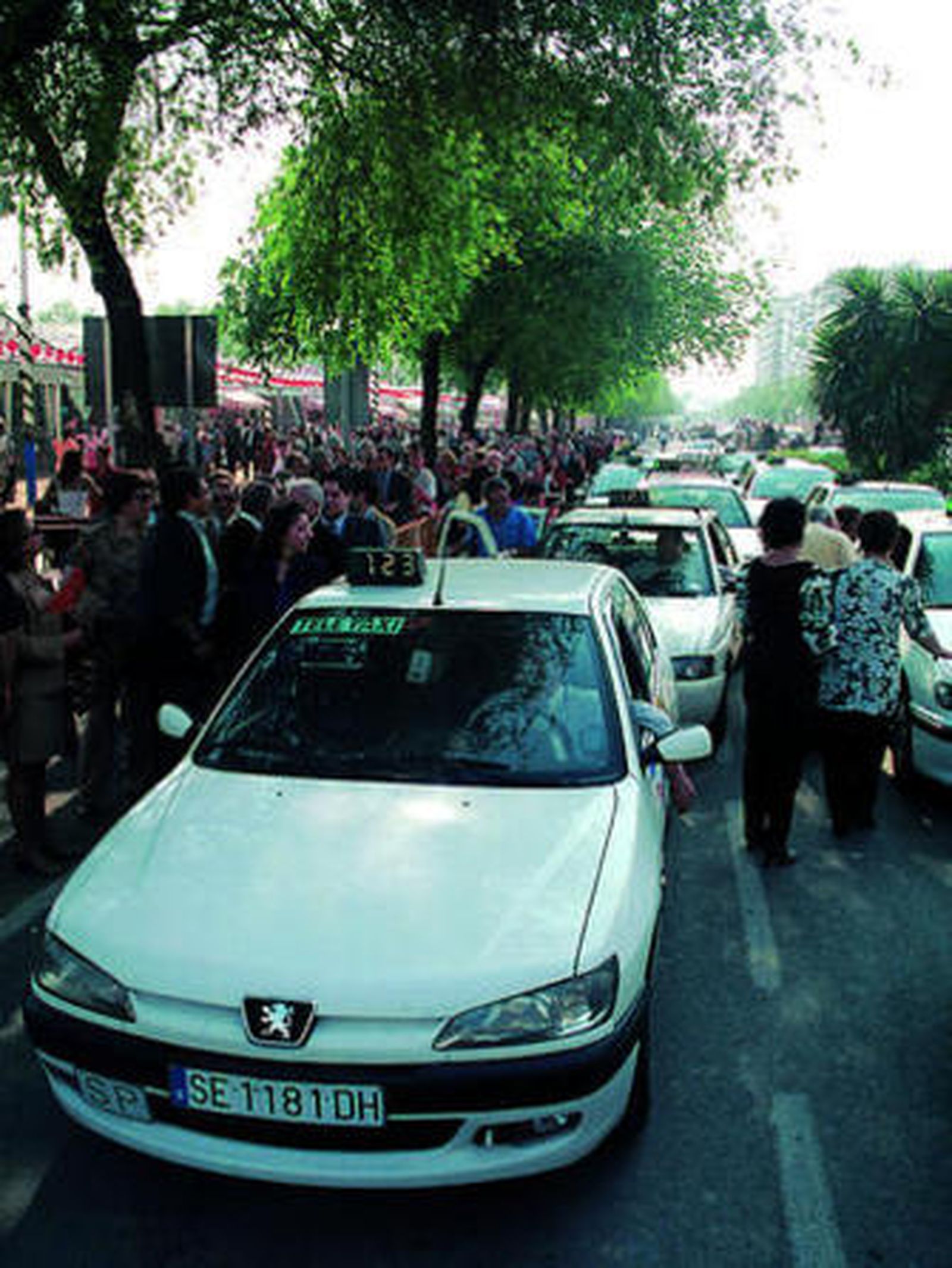 Parada de taxis en el Real de la Feria.
