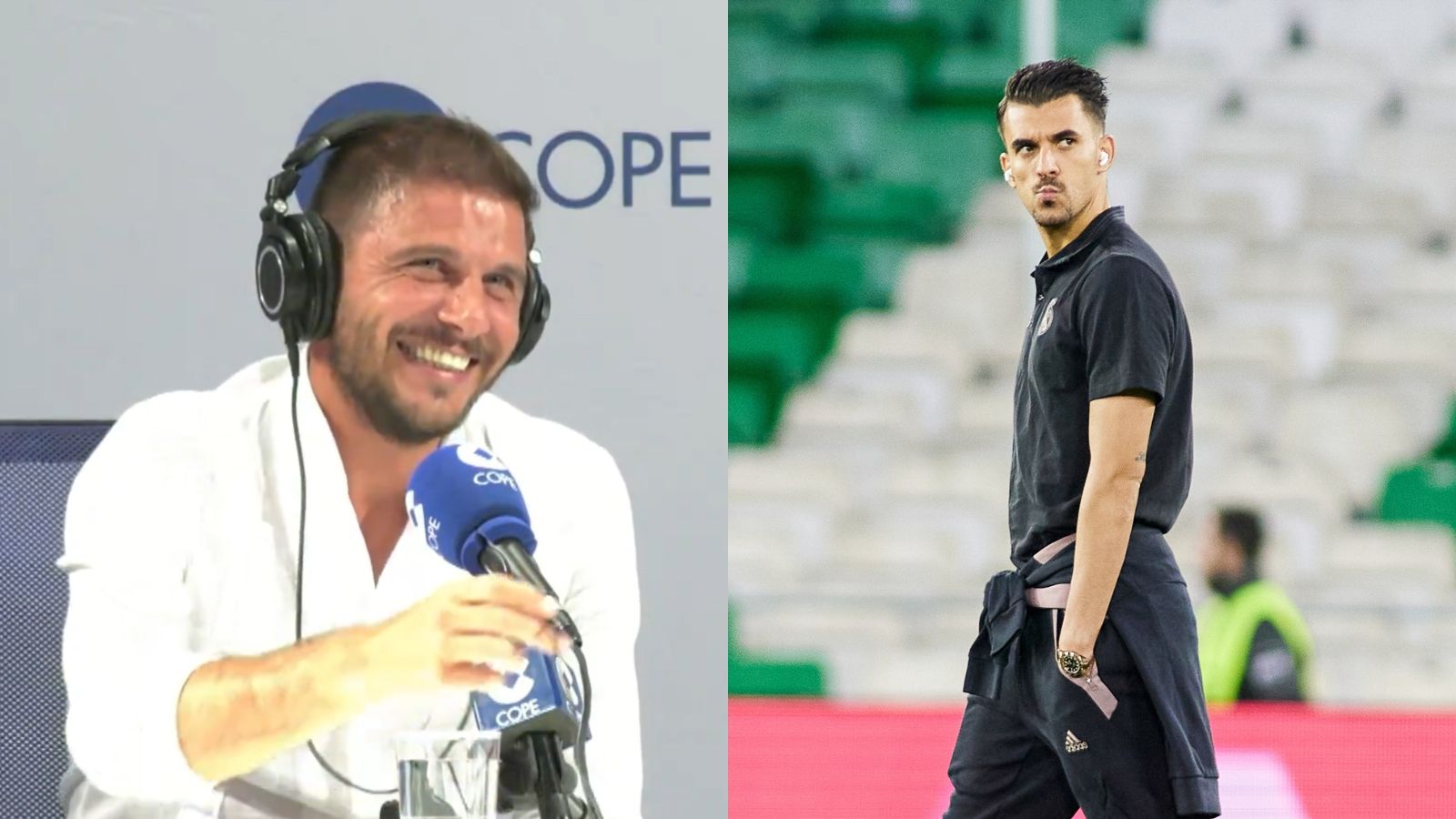 Joaquín Sánchez a la izquierda, Dani Ceballos en el Benito Villamarín, a la derecha