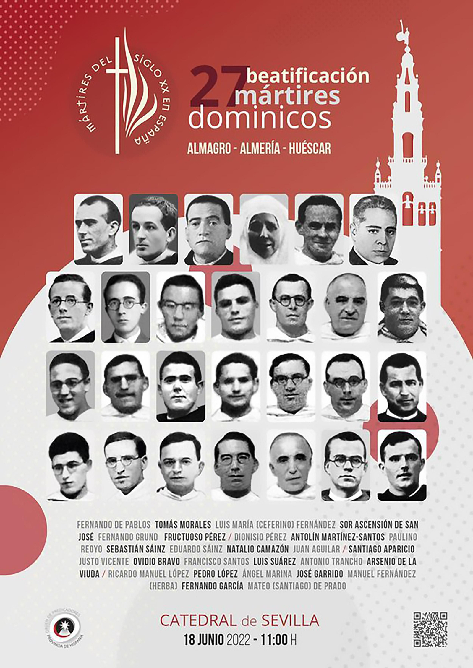 Cartel de las beatificaciones de los dominicos.
