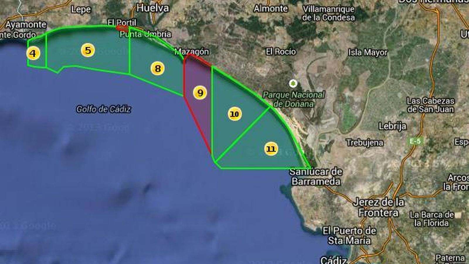Ejemplo de mapa con zonas de producción señalizadas con colores
