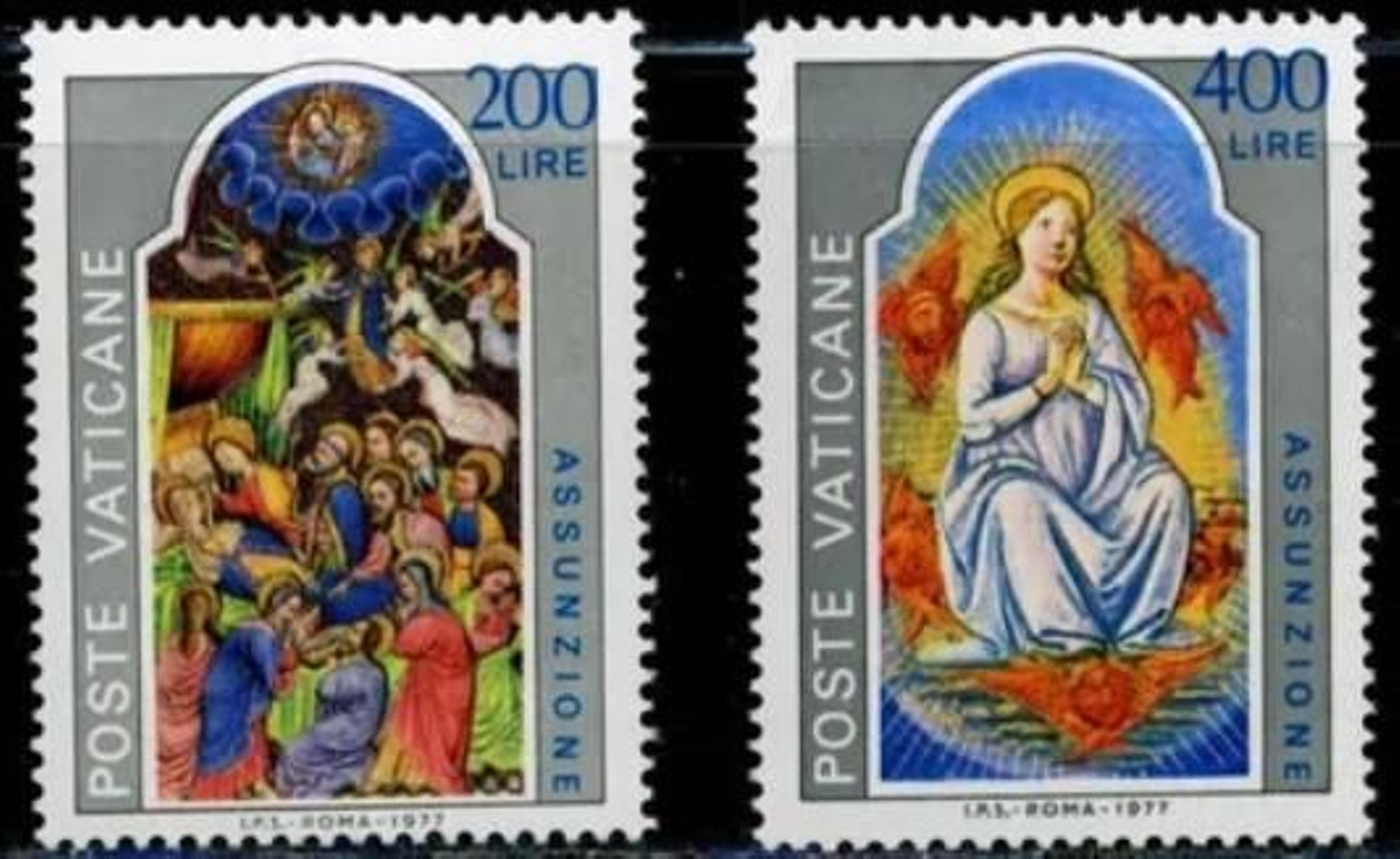 Uno de los sellos dedicado a la Virgen de la Asunción.