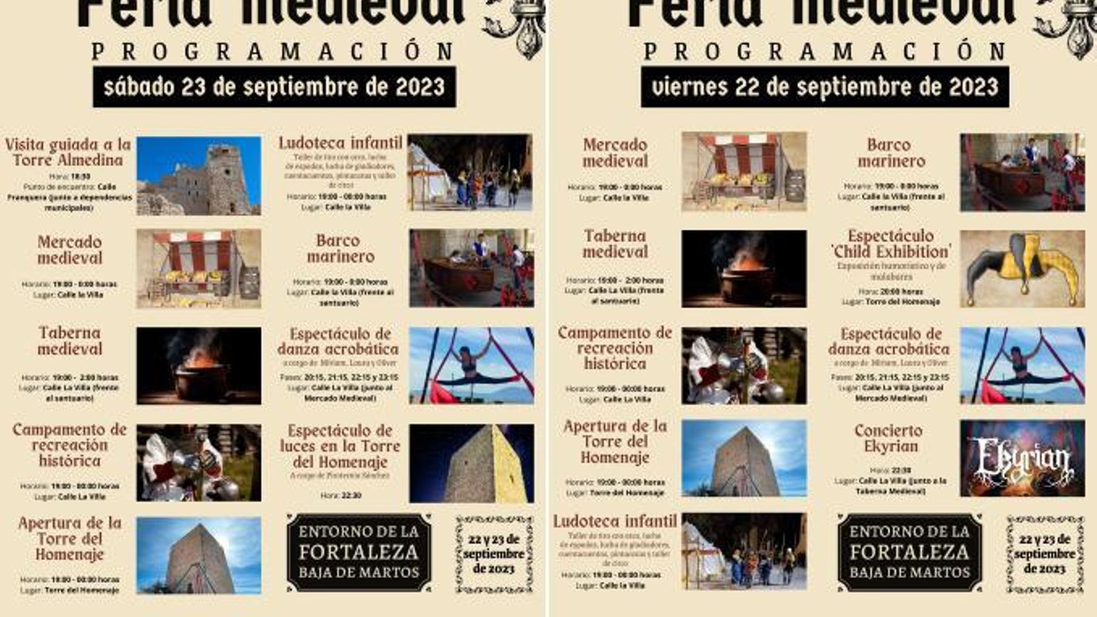 Programación detallada de la Feria Medieval de Martos.