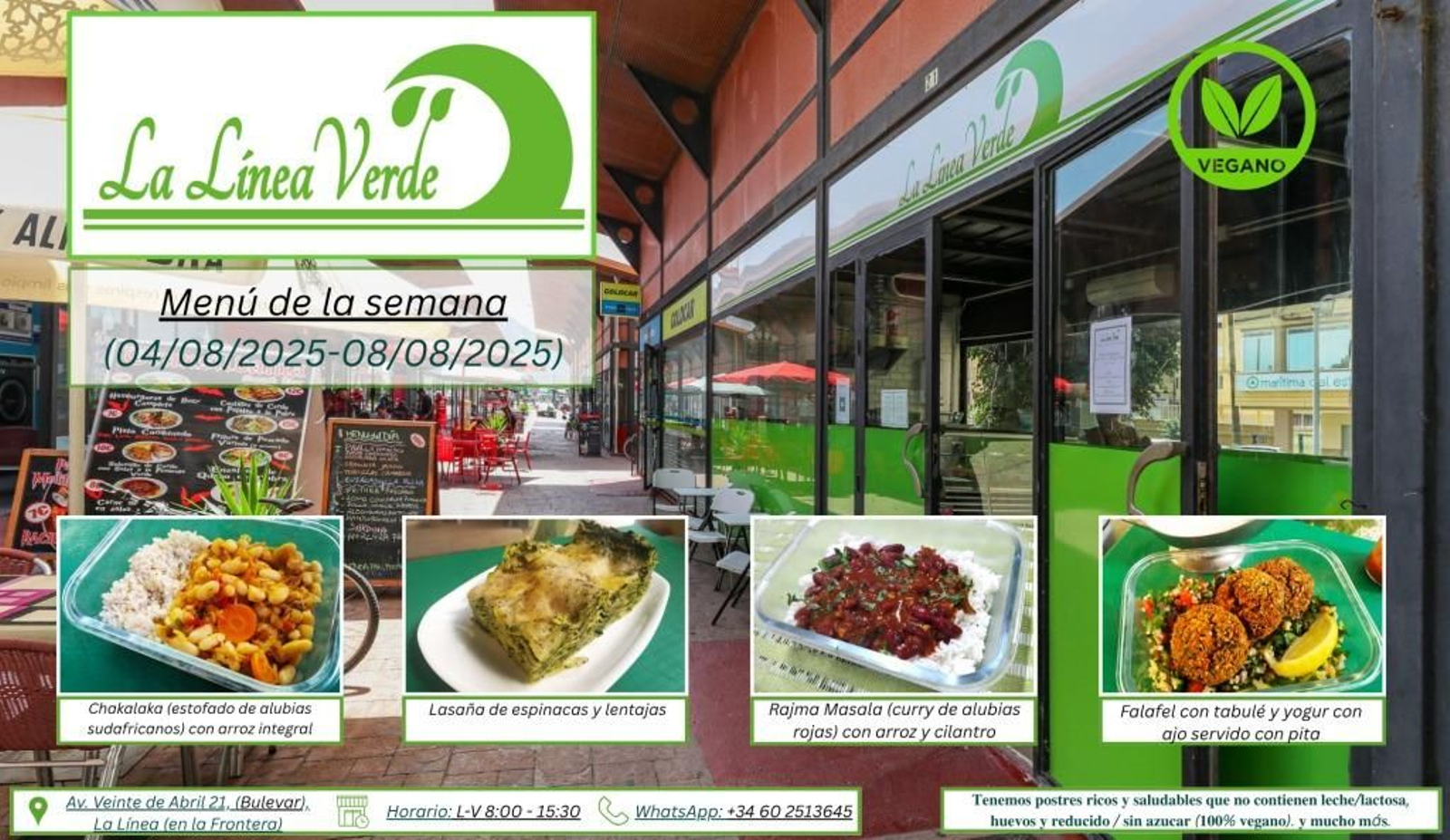 Uno de los menús semanales de La Línea Verde.