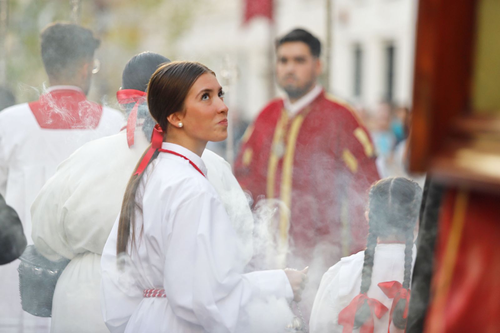 Imágenes del Sagrado corazón de Jesús en procesión por las calles del centro