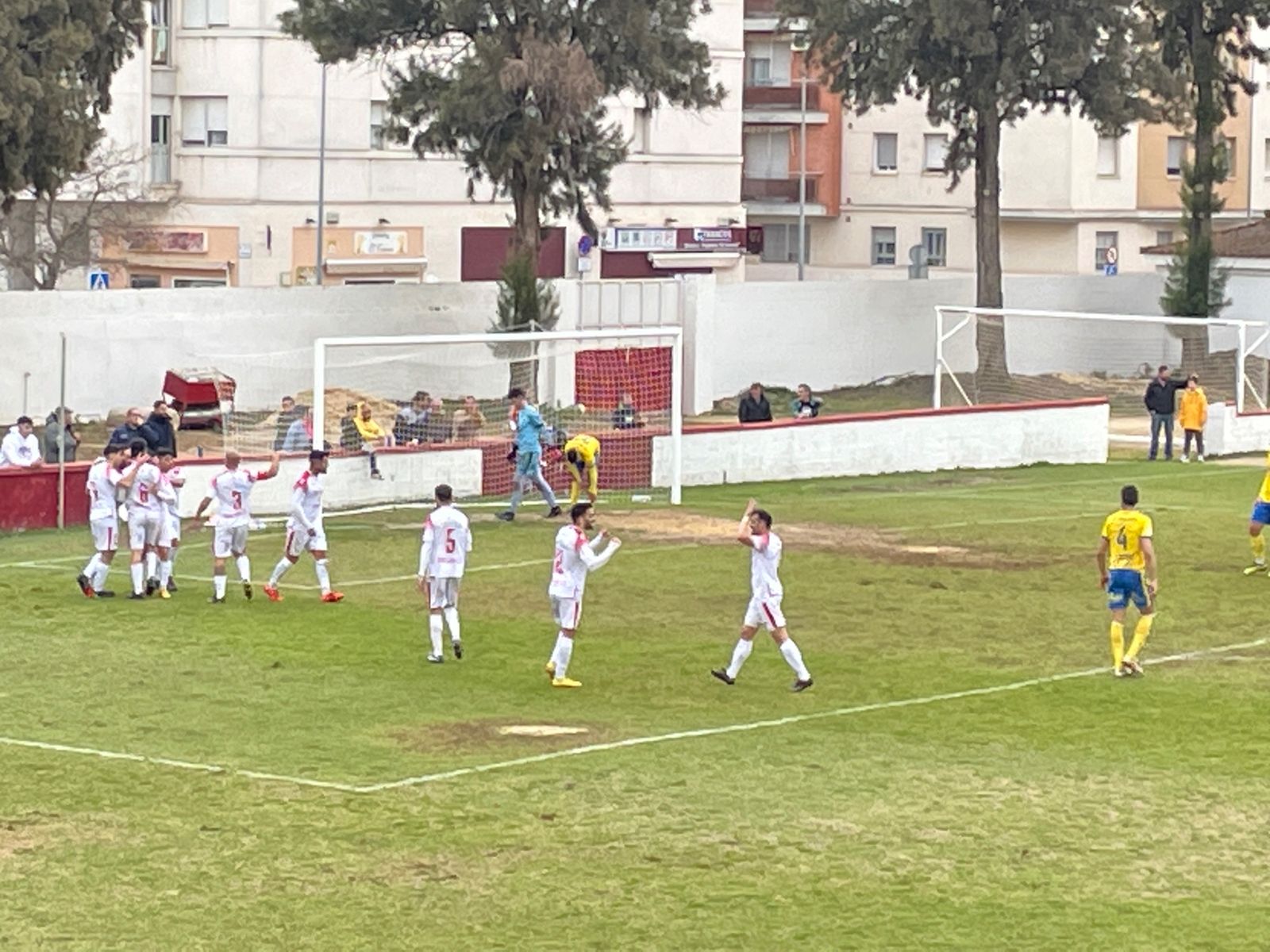 Celebración del Chiclana en un gol al Palma del Río.