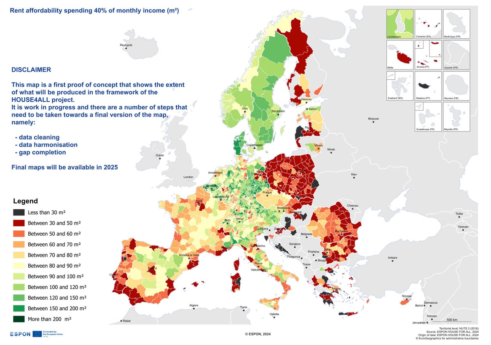 Metros cuadrados accesibles en Europa destinando el 40% del sueldo mensual