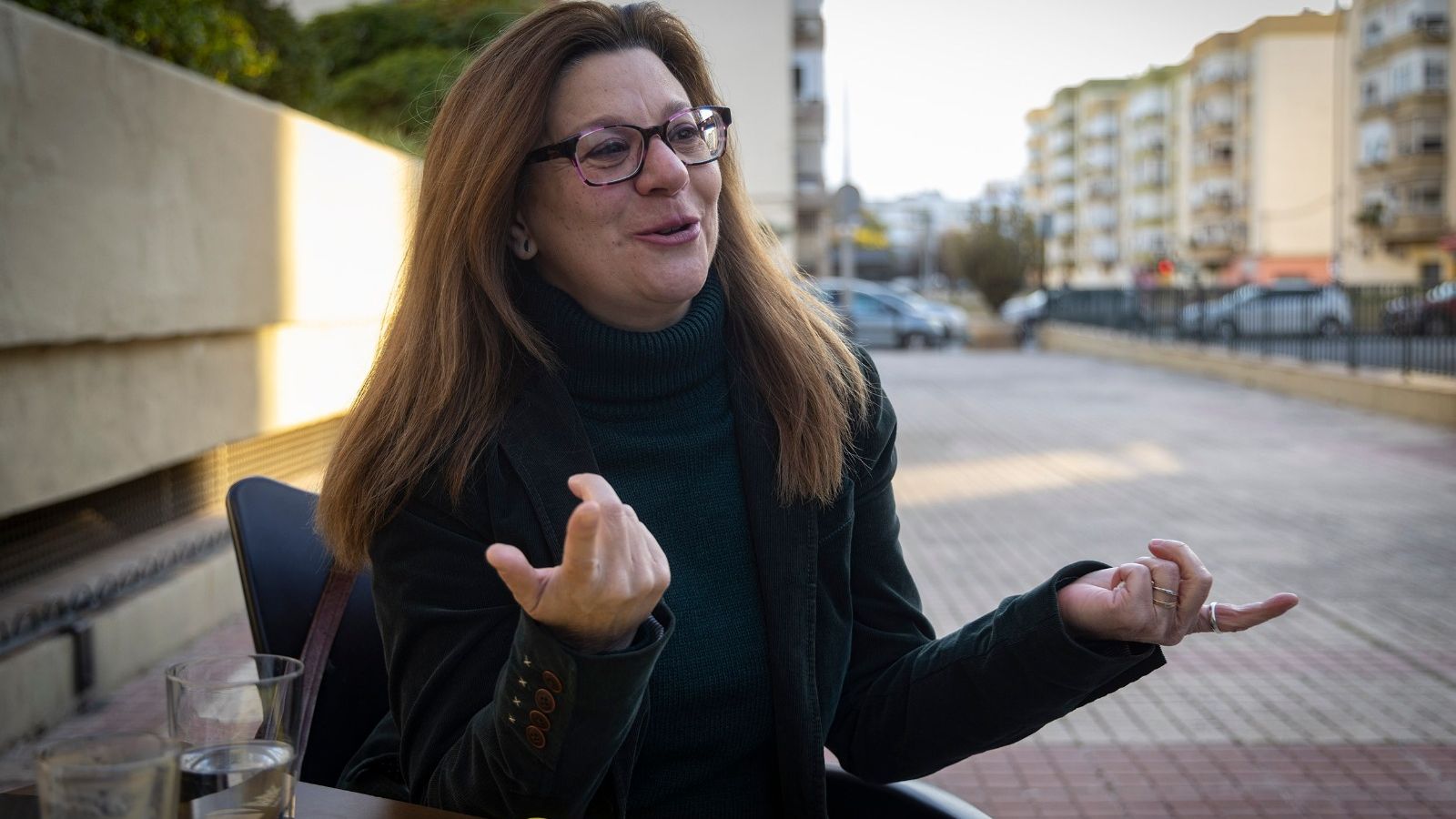 La superviviente del accidente, durante la entrevista.