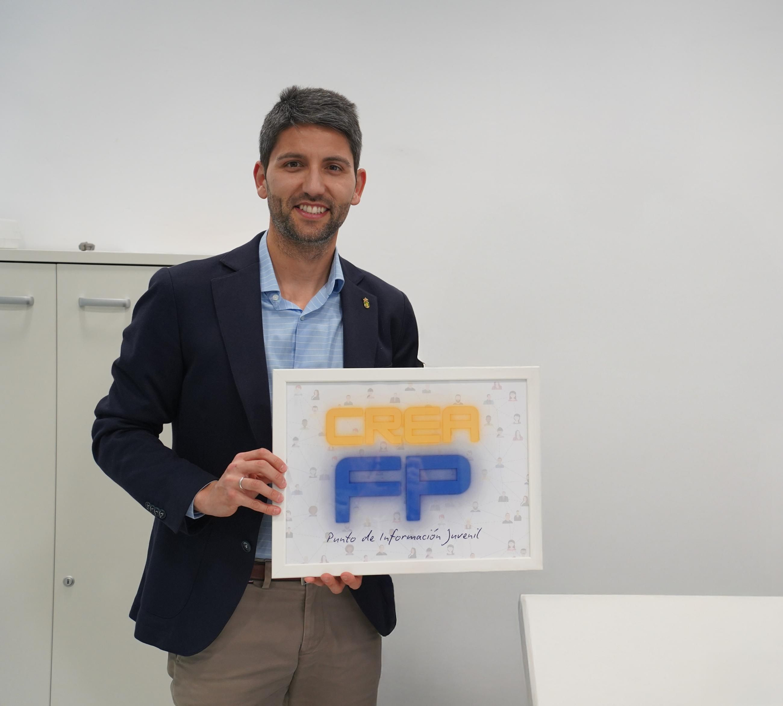 El concejal de Juventud y Educación, Javier Rodríguez, en el acto del comienzo del nuevo curso de 'Crea FP'.