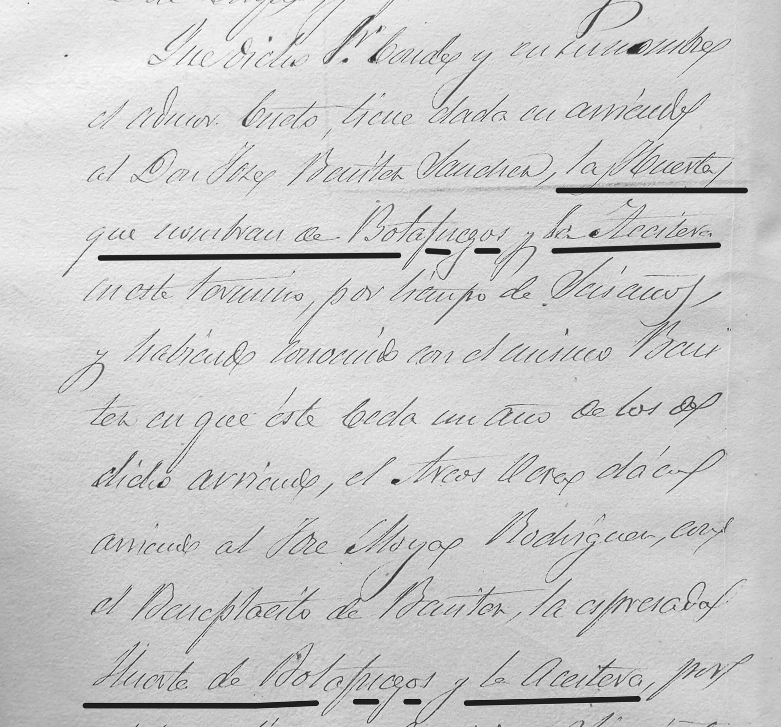 Extracto arrendamiento huerta de Botafuegos y la Aceitera.