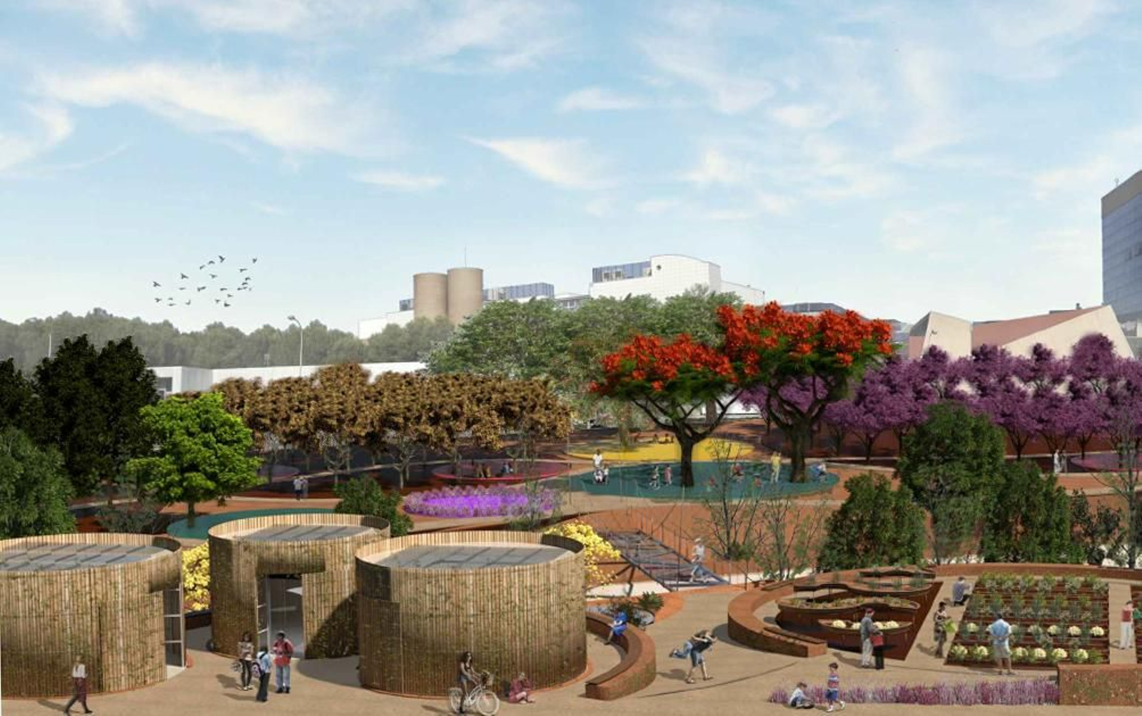 Infografía del proyecto de parque y huerto de la Universidad.