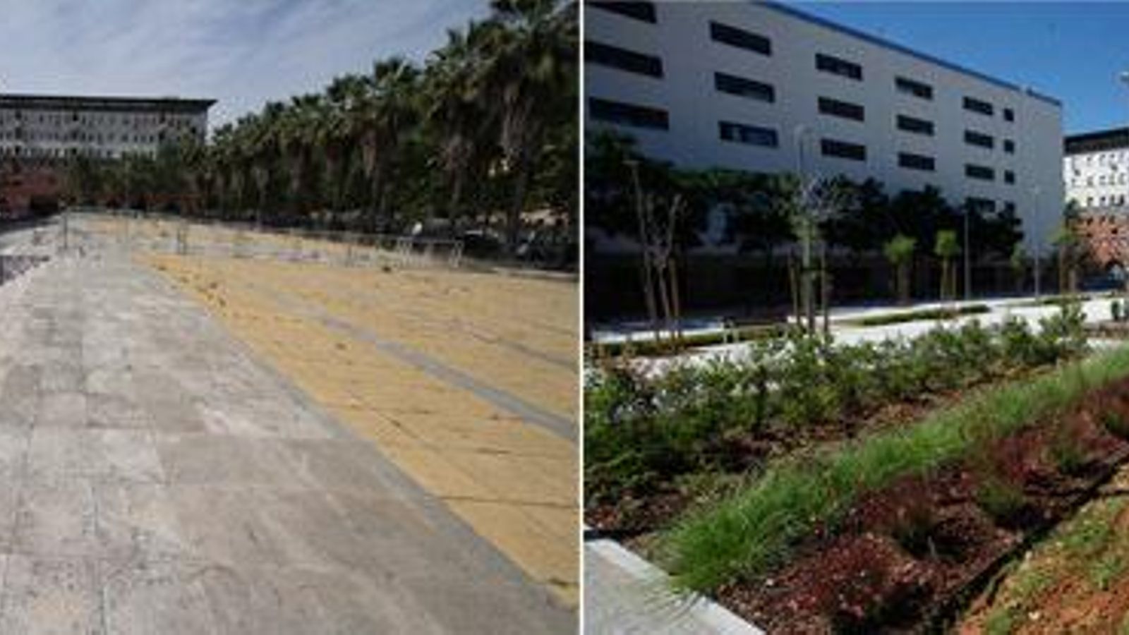 La plaza antes y después.