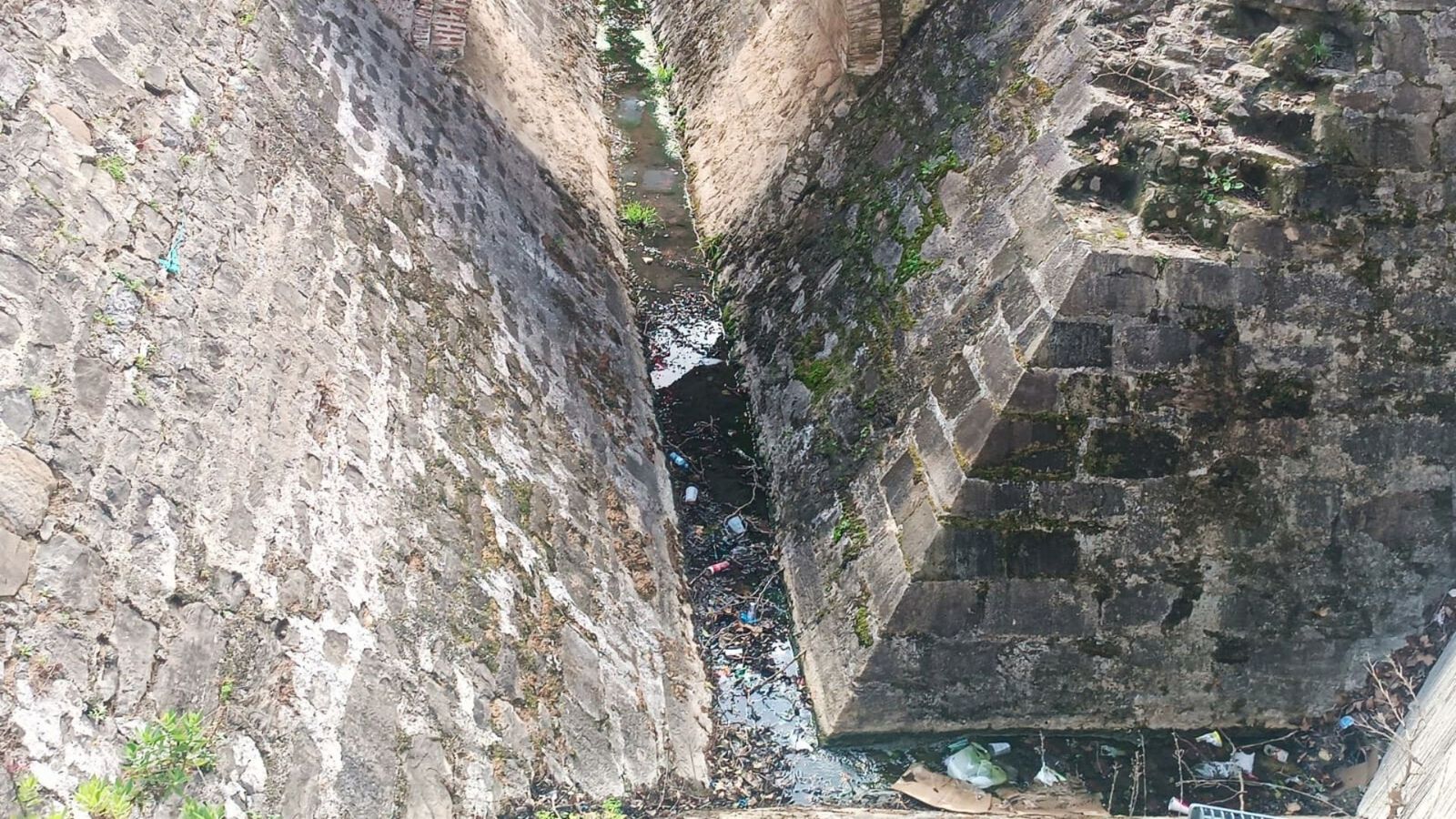 Basura acumulada en las Murallas Medievales de Algeciras, a comienzos de marzo.