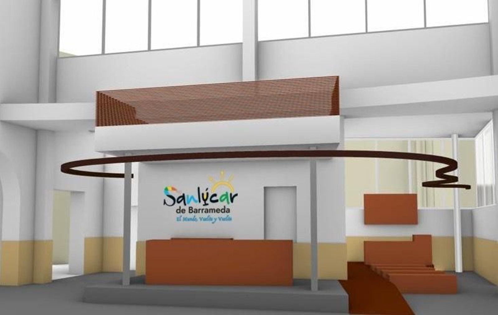 El punto de información sobre la Capitalidad Española de la Gastronomía que se instalará en la Plaza de Abastos de Sanlúcar.