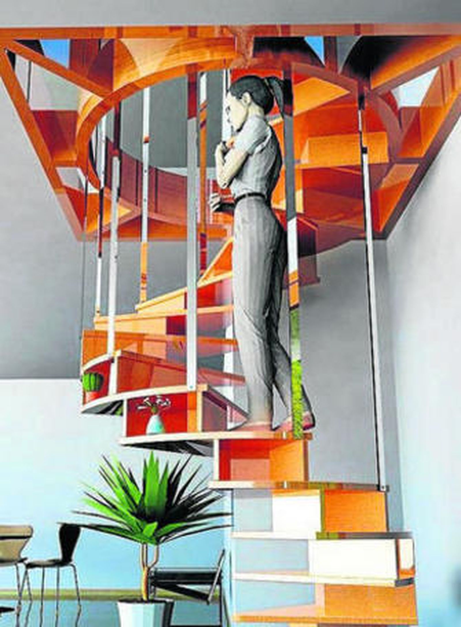 Imágenes generadas en Cadworl de la escalera de caracol y la pérgola Mare Nostrum realizadas por Gustavo Herández.