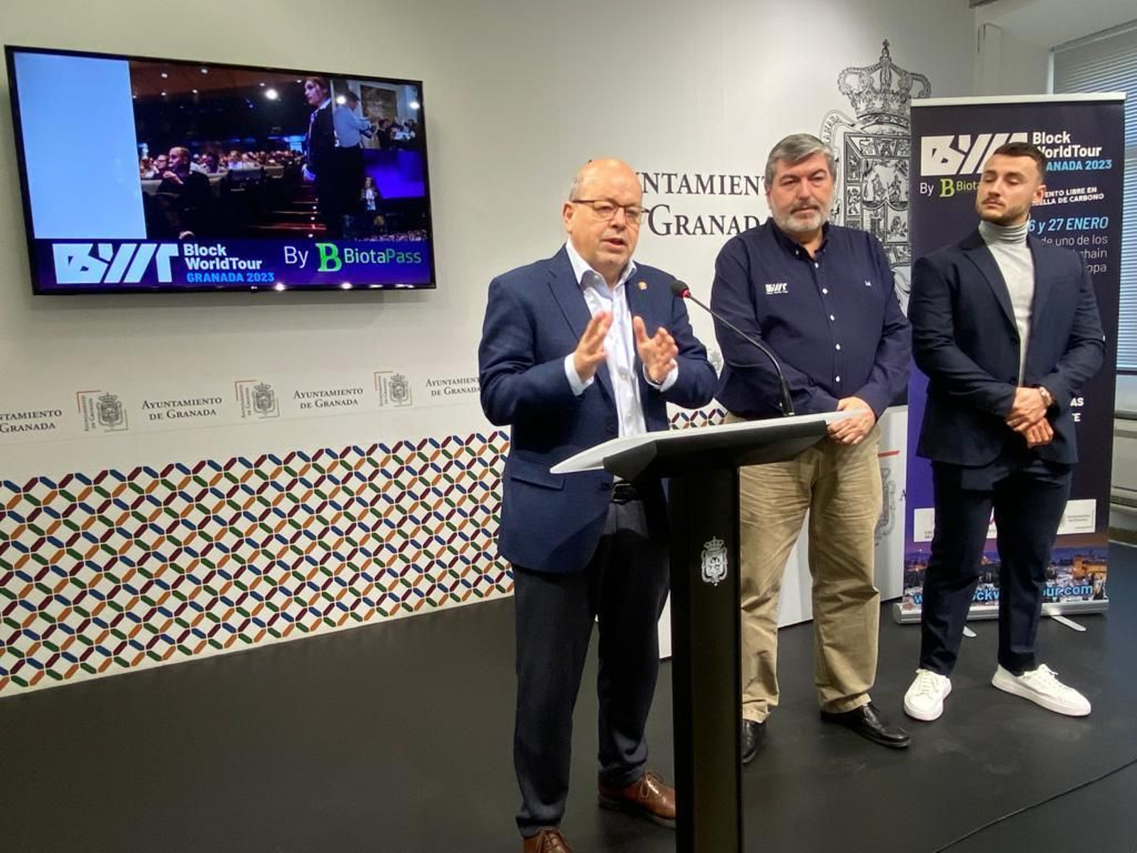 Imagen de la presentación del congreso de blockchain que se va a celebrar en Granada