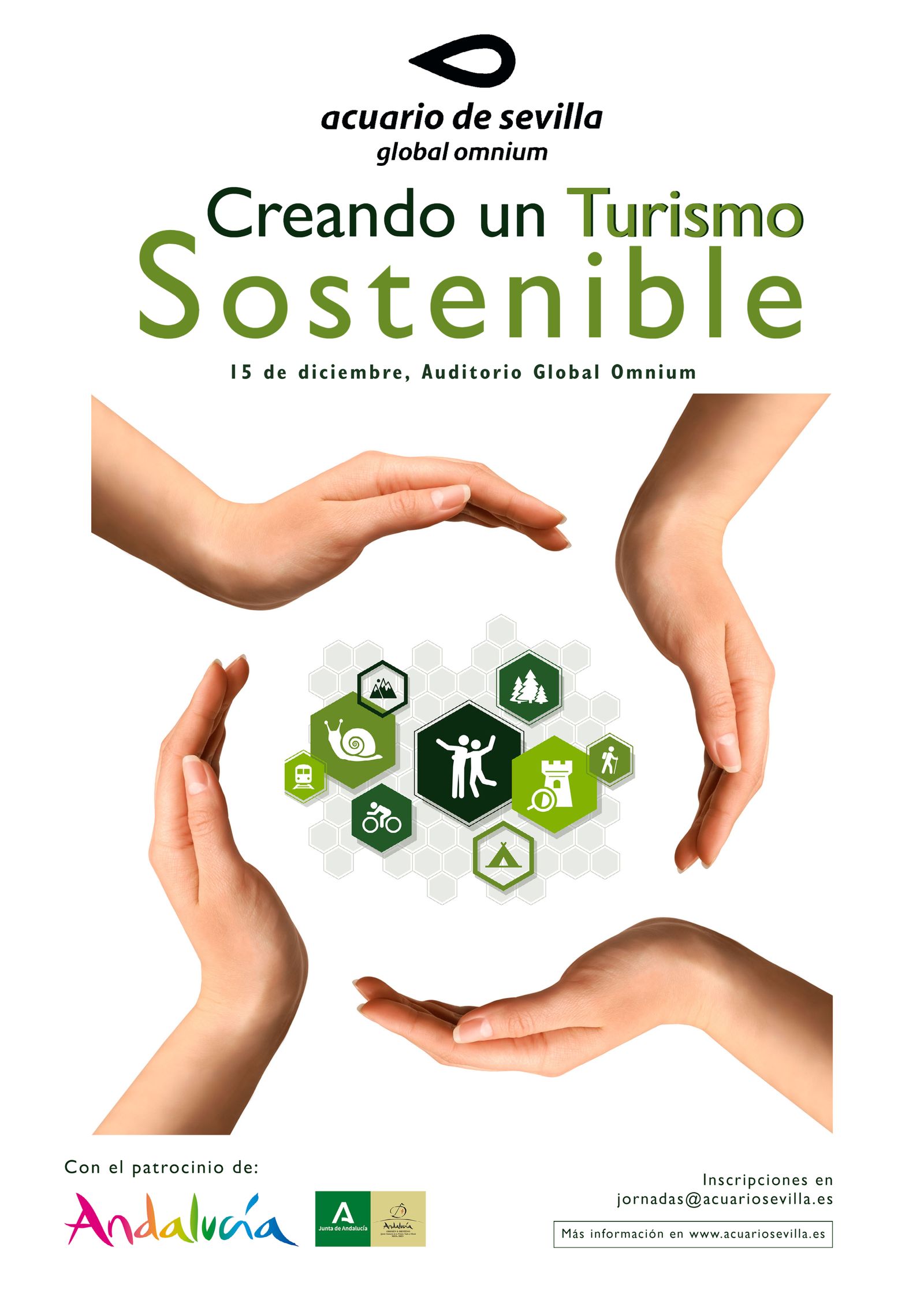 Cartel de la jornada del Acuario de Sevilla, 'Creando un Turismo Sostenible'.