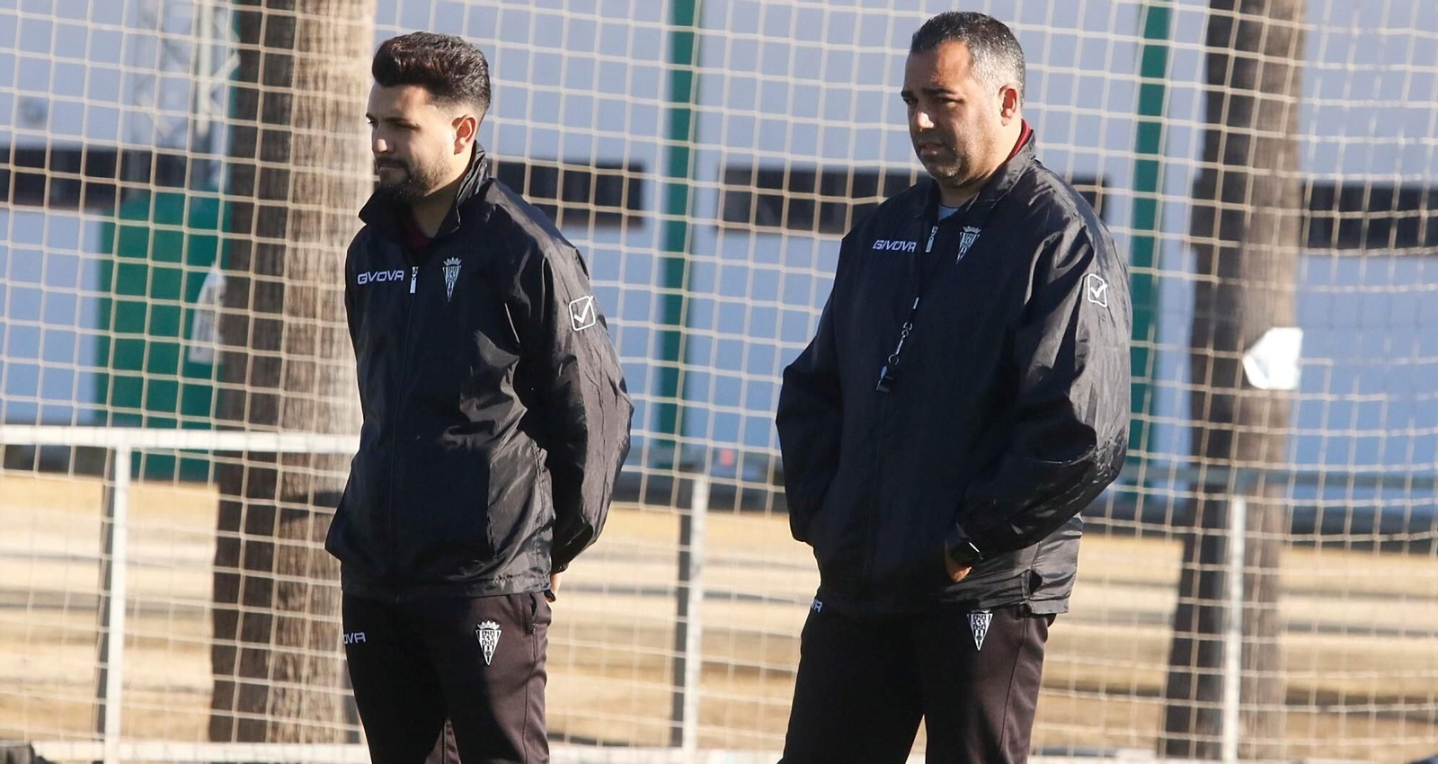 Germán Crespo, junto a Óscar Ibáñez, en la Ciudad Deportiva del Córdoba CF.