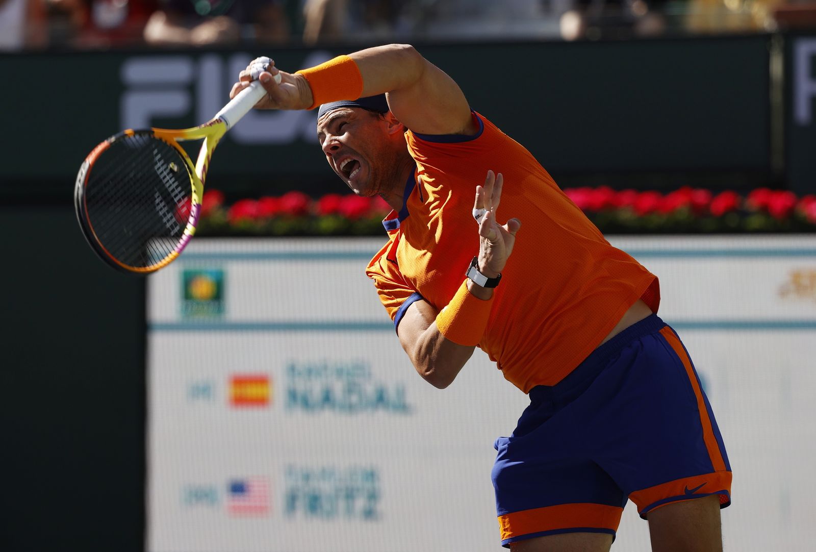 Rafa Nadal durante un momento de la final de Indian Wells