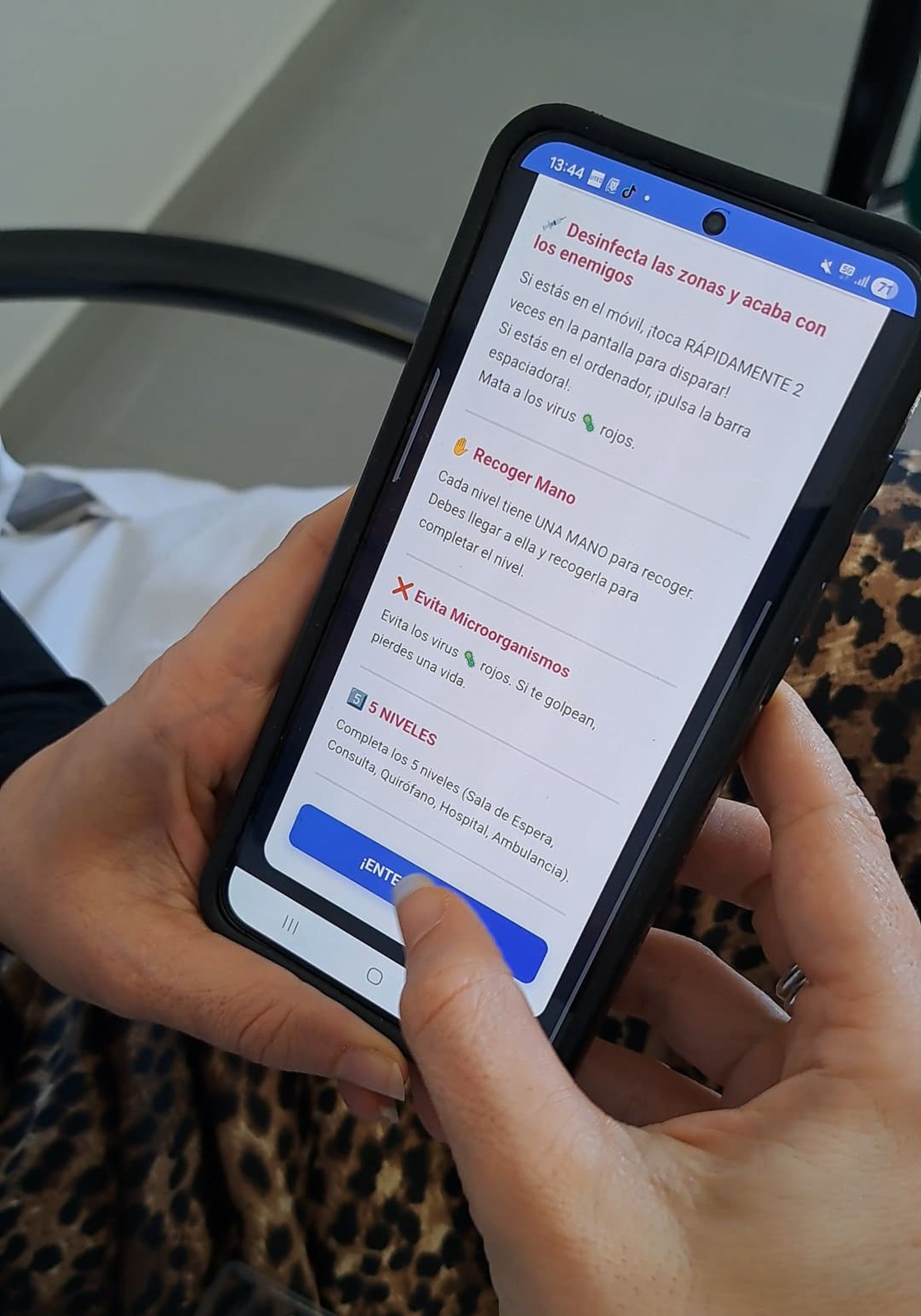 Videojuego higiene manos.