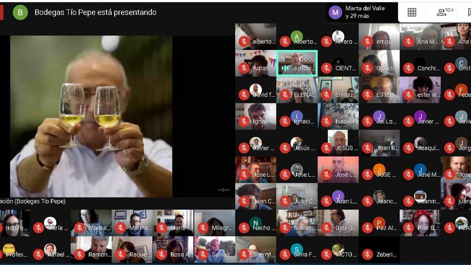 Otro momento de la presentación online con los invitados.
