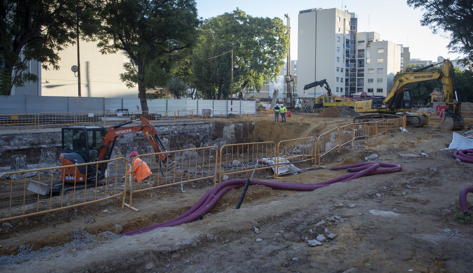 Imágenes de las obras en Ramón y Cajal para el túnel del tranvía