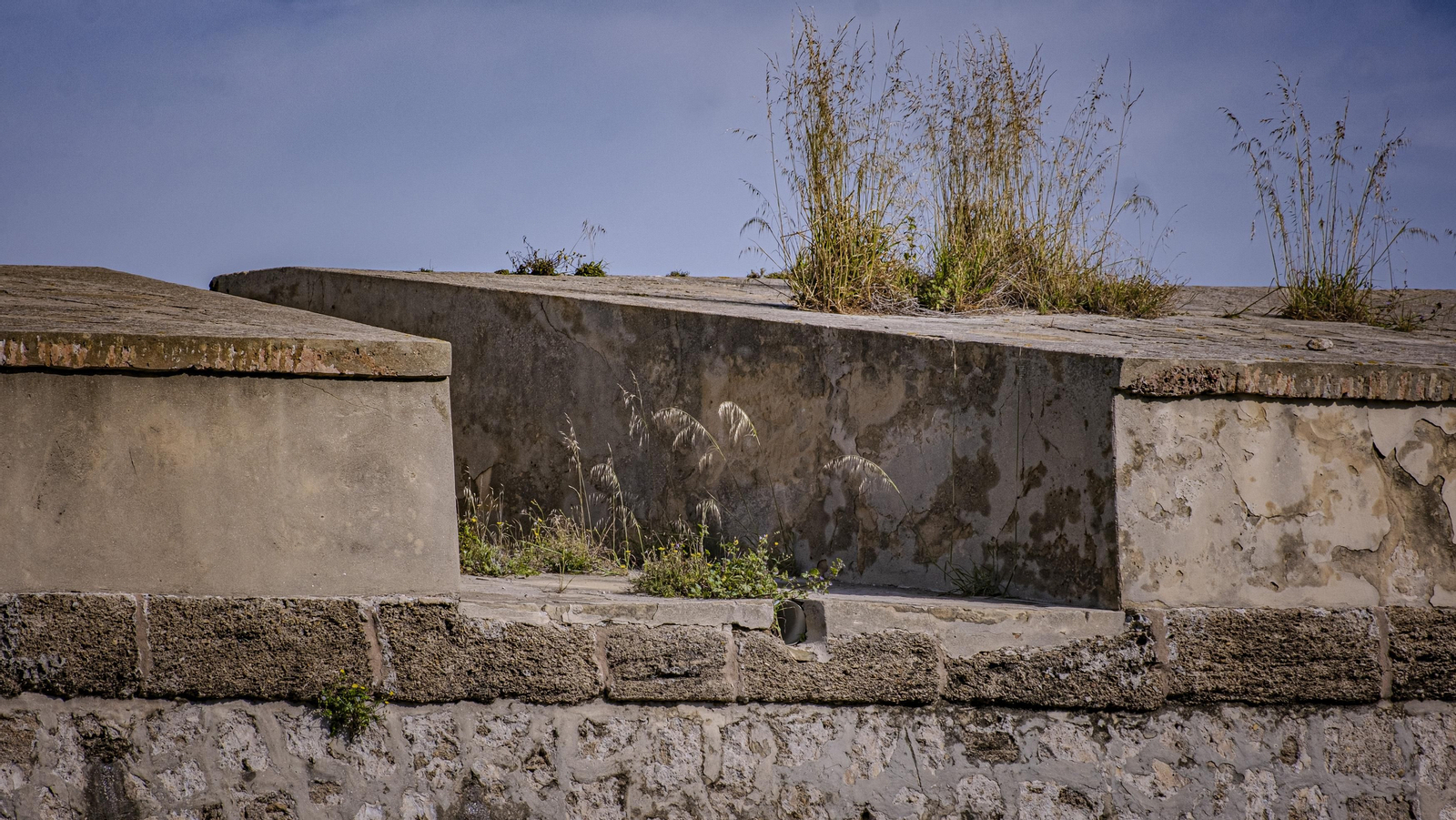 Estado del lienzo de muralla de las Puertas de Tierra de Cádiz.