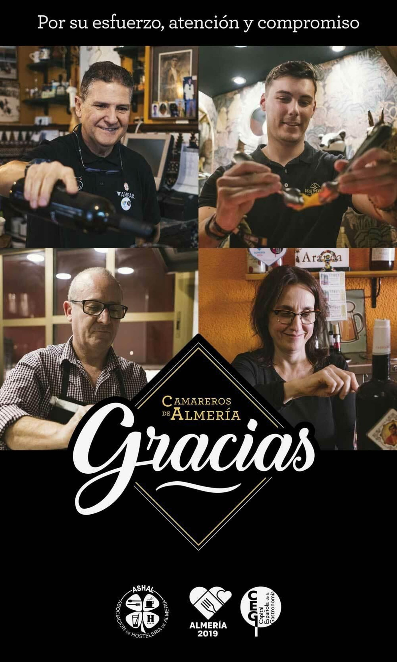 Los cuatro camareros que ponen rostro a la campaña de Almería 2019