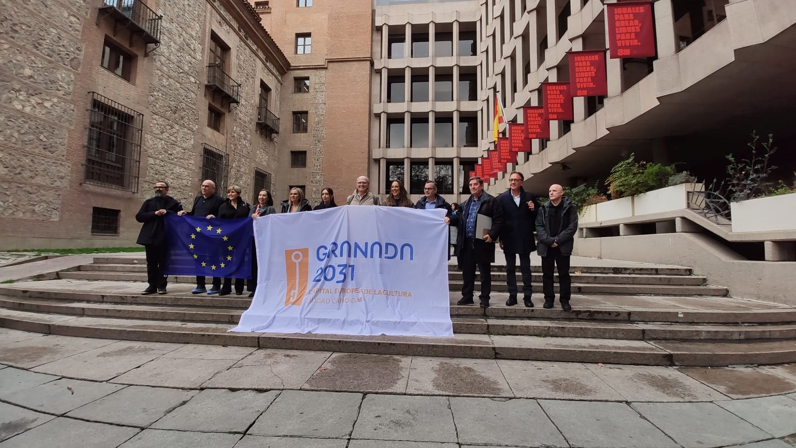 Equipo defensor de la candidatura de Granada este martes en el Ministerio de Cultura.