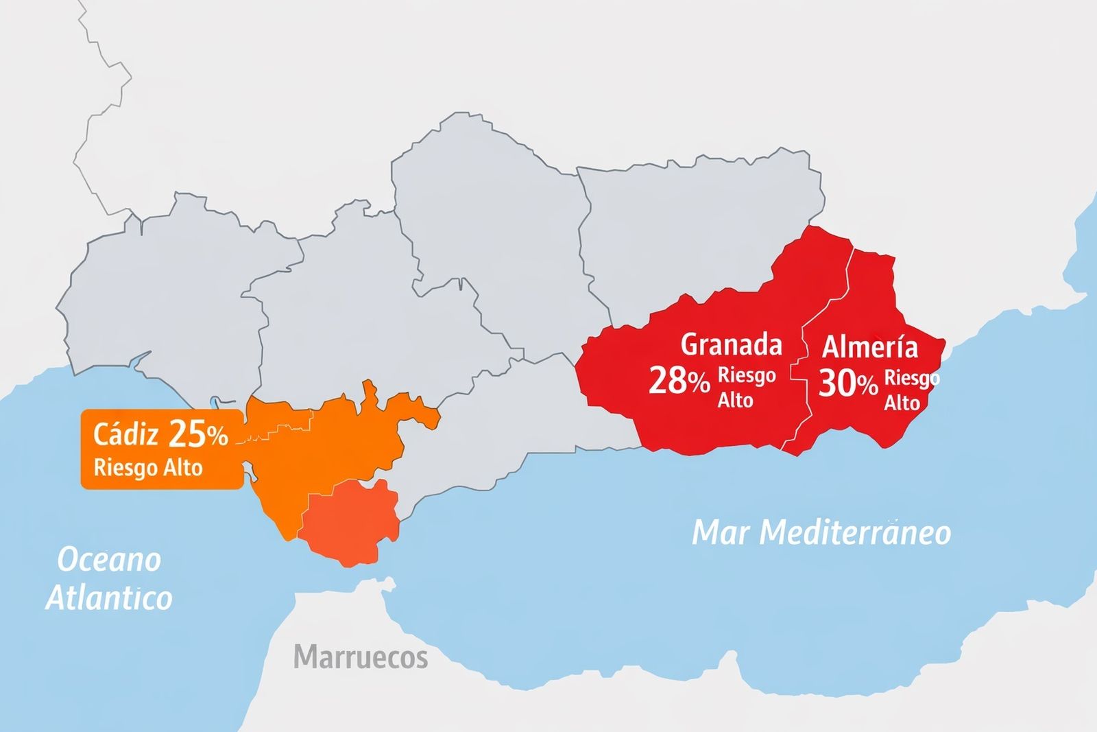 Almería, Granada y Cádiz concentran el mayor riesgo estructural de edificios ante terremotos y tsunamis en Andalucía