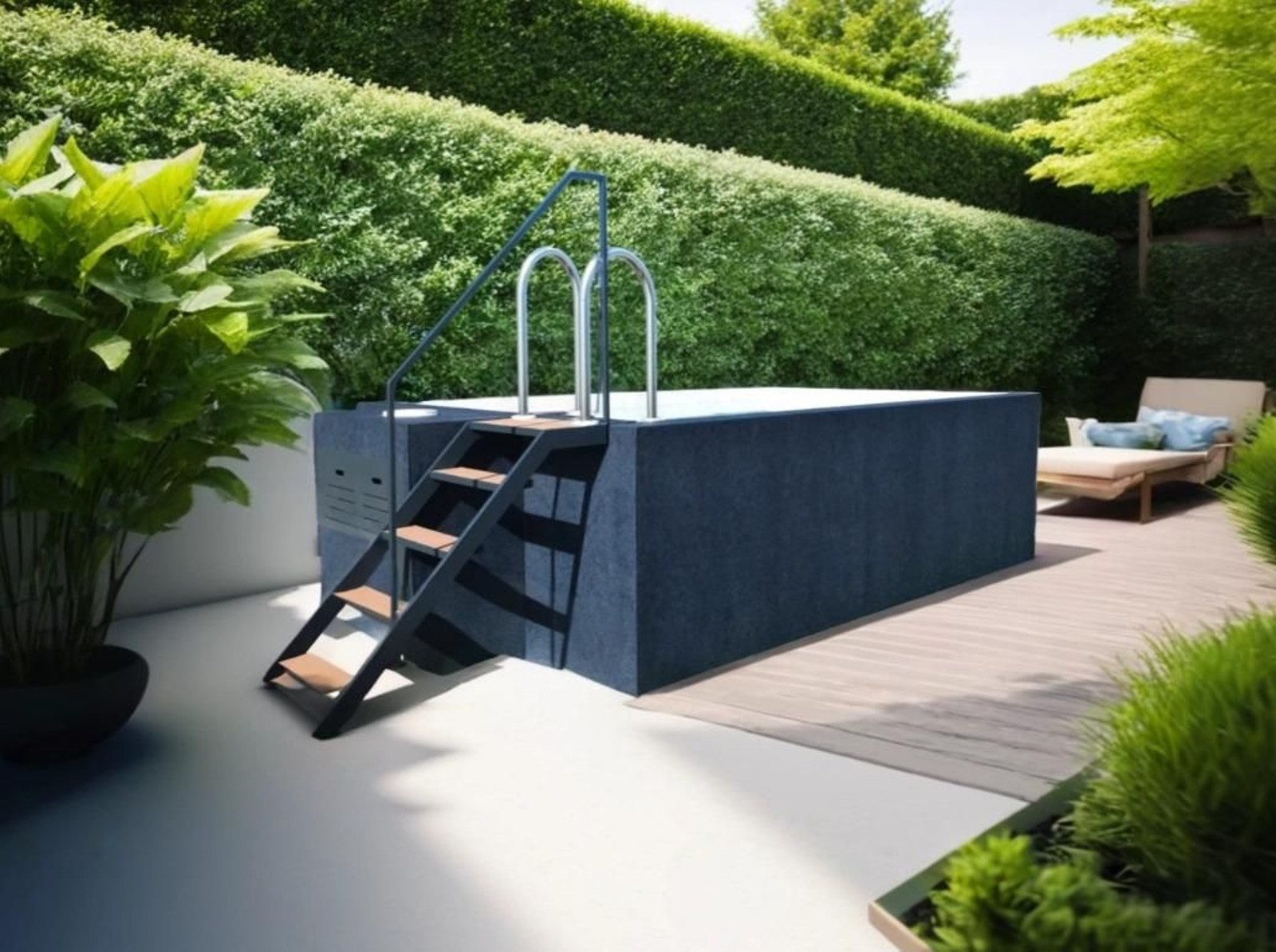 Piscina rectangular de acero blanco Kitpool Piscina rectangular de acero blanco Kitpool
