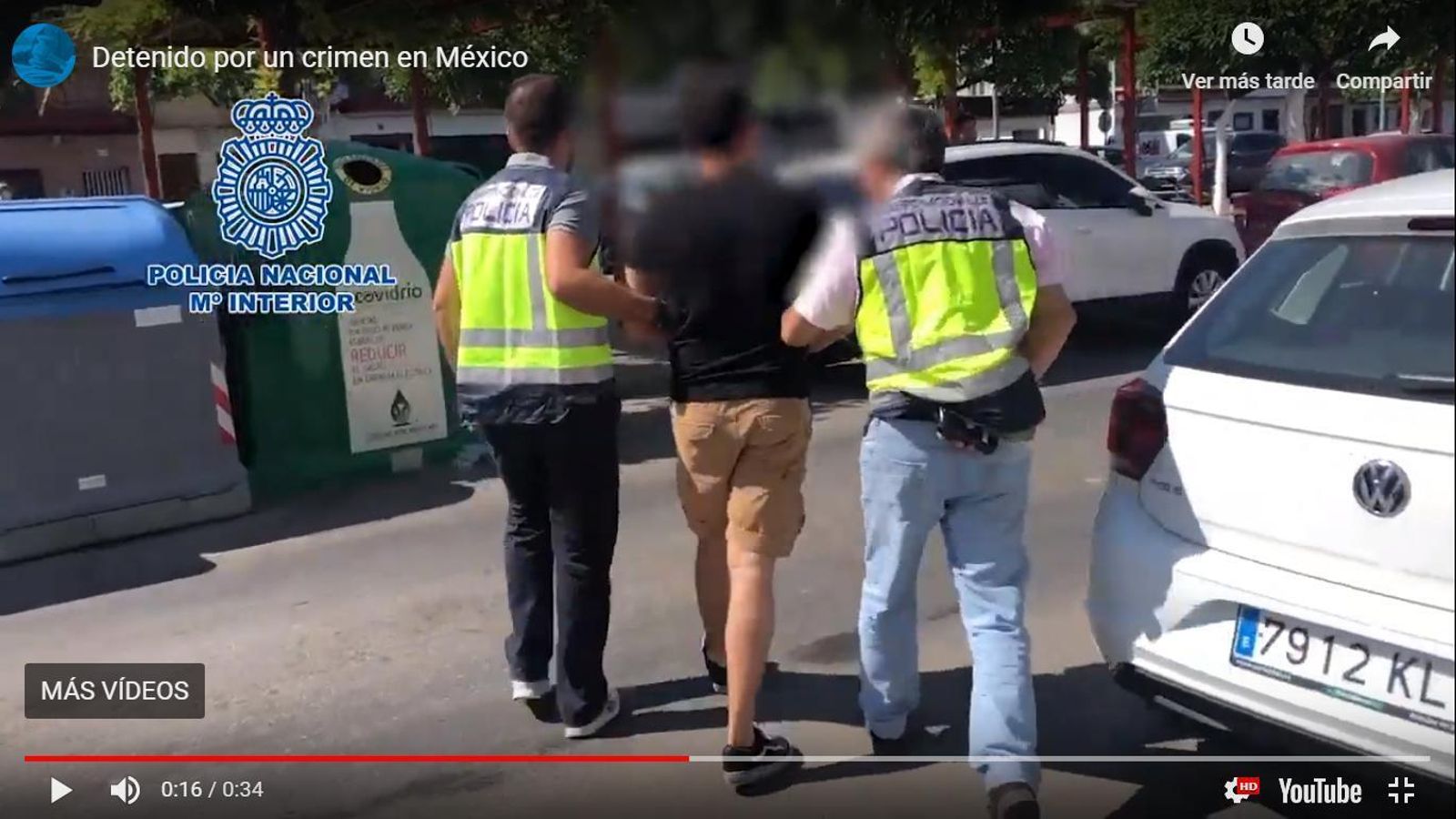 Captura del vídeo de la detención del fugitivo por un crimen en México.