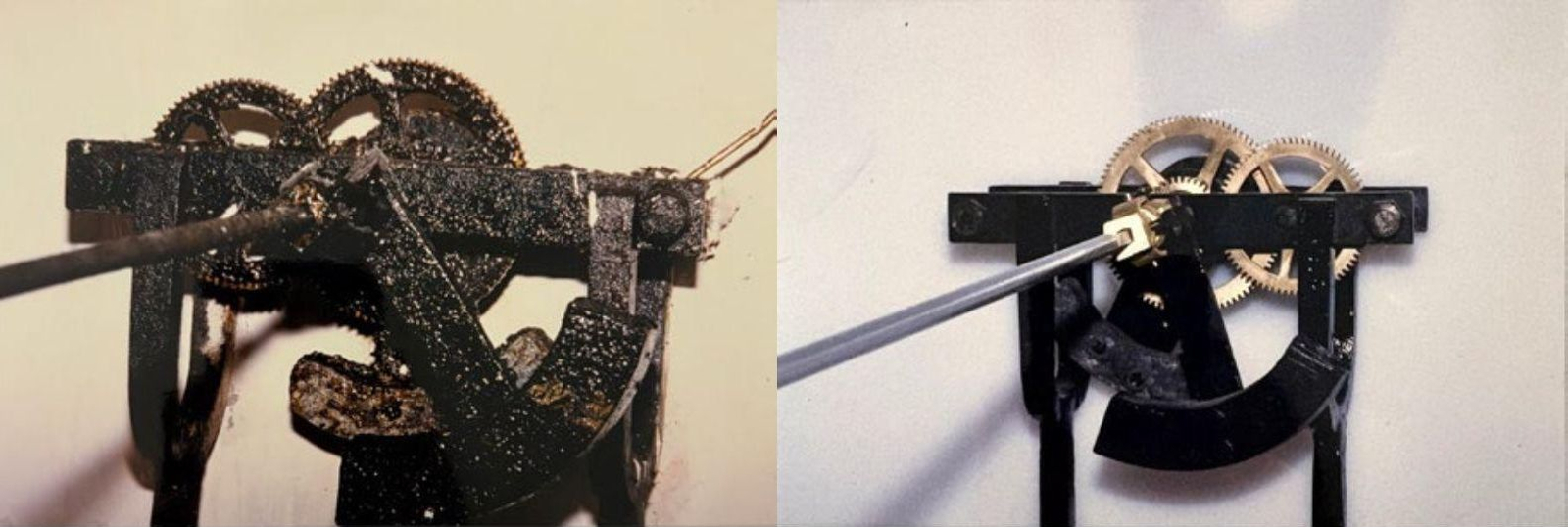 La cuadratura de las horas, antes y después de la restauración (1998).