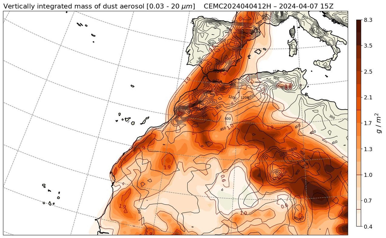 Mapa de la AEMET con el episodio de calima para este fin de semana.