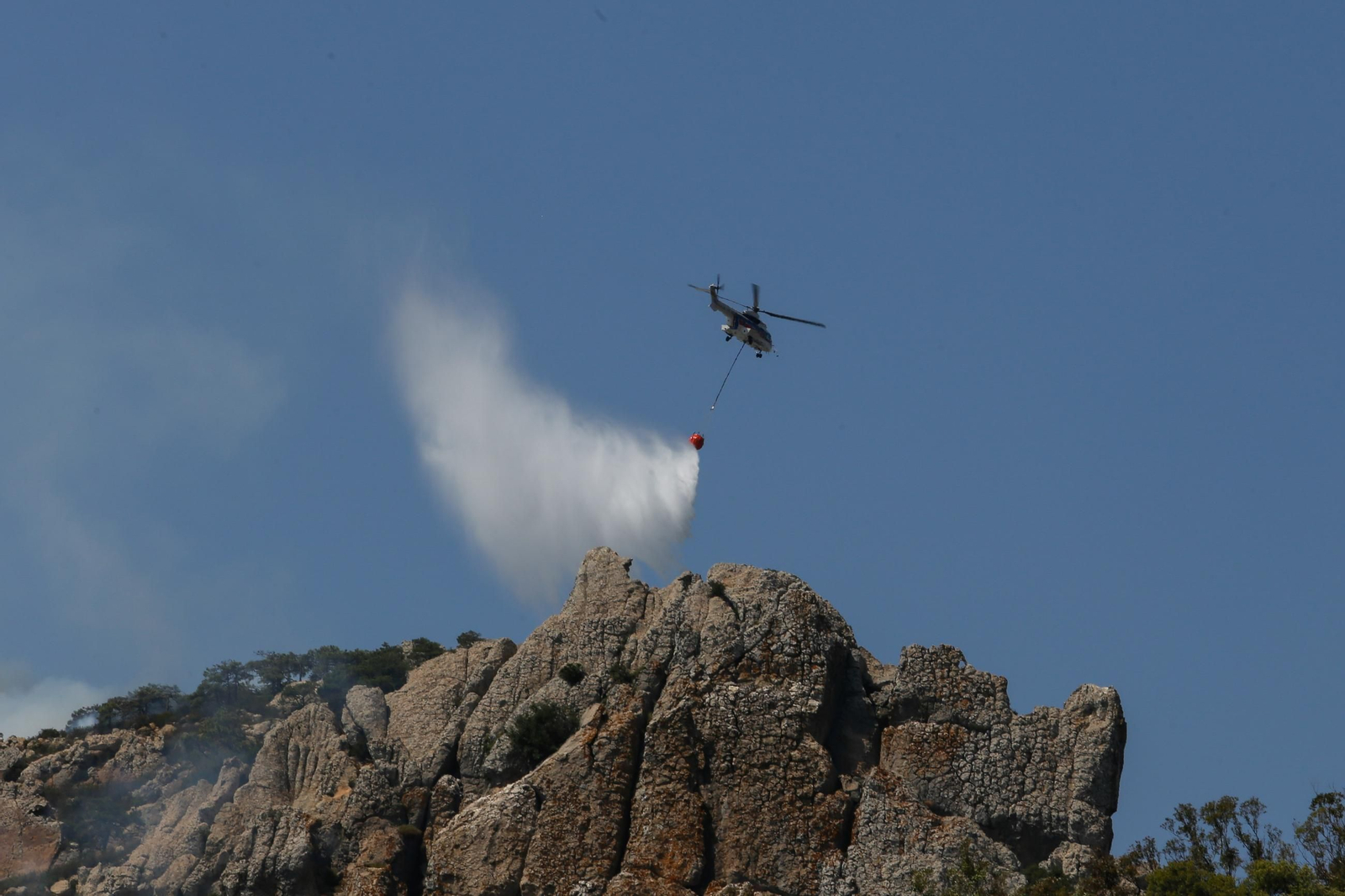 Efectivos luchando contra el fuego en Tarifa.