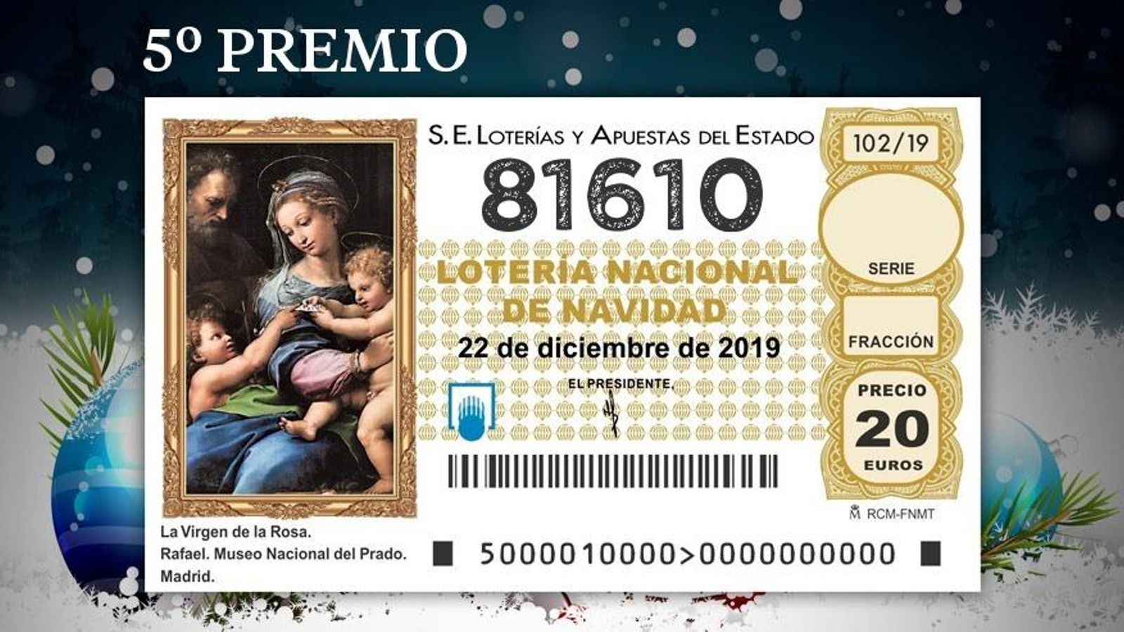 Último quinto premio de la Lotería Nacional en salir.